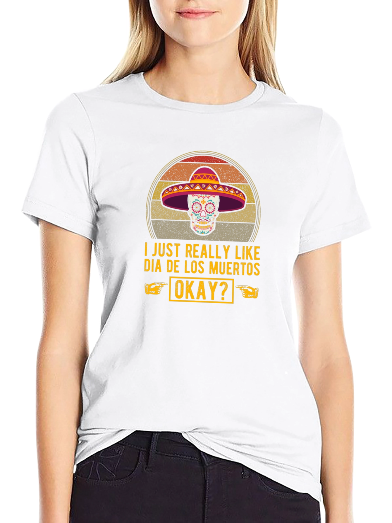 Dia de los Muertos T-Shirt - Sugar Skull Sombrero