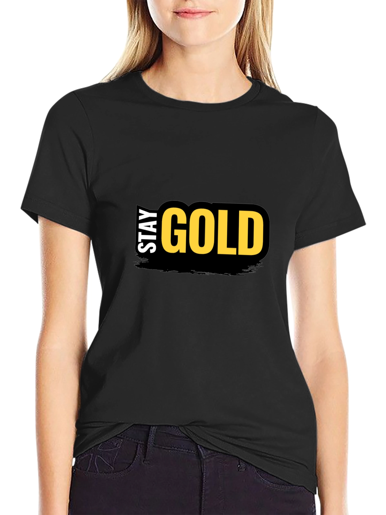Stay Gold Graphic T-Shirt - Trendy Black Tee