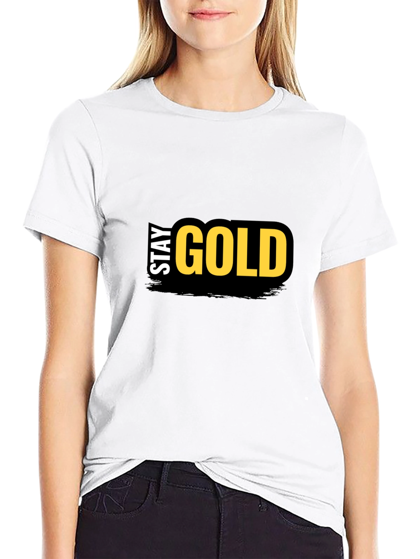 Stay Gold Graphic T-Shirt - Trendy Black Tee