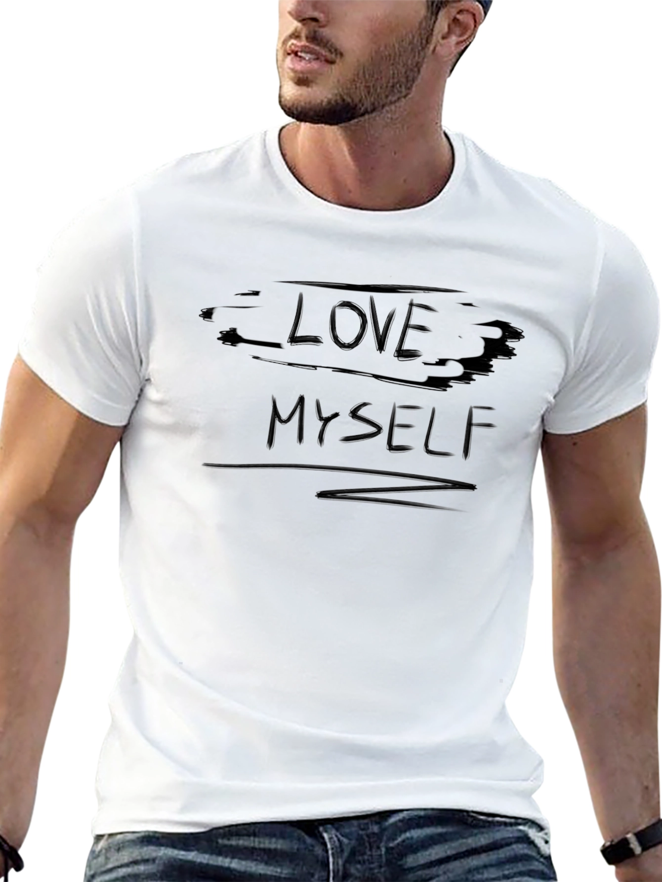 Love Myself Graphic Tee - Black Cotton Comfort