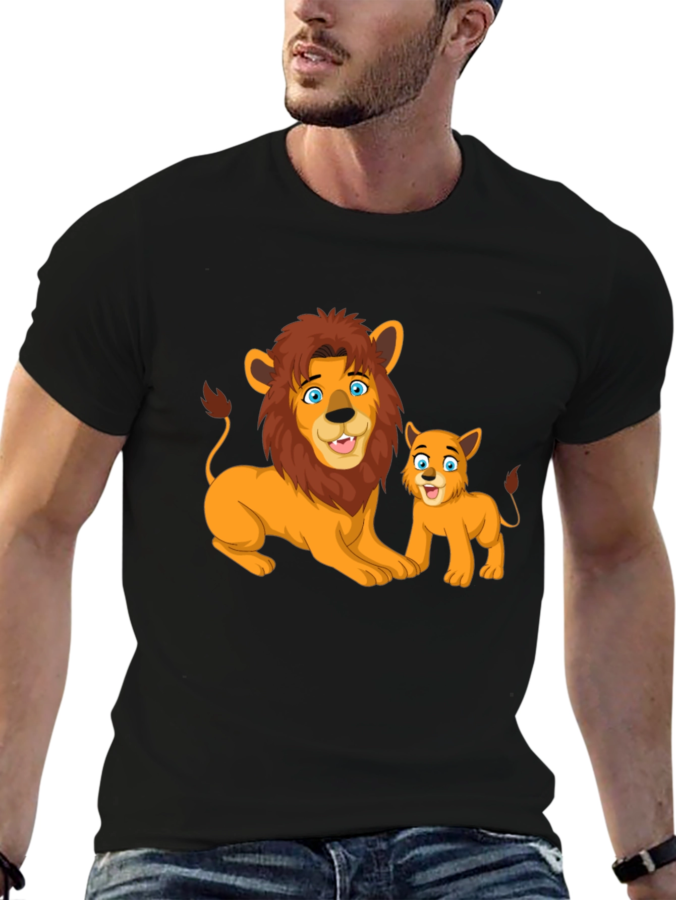 Lion & Cub Graphic T-Shirt - Black