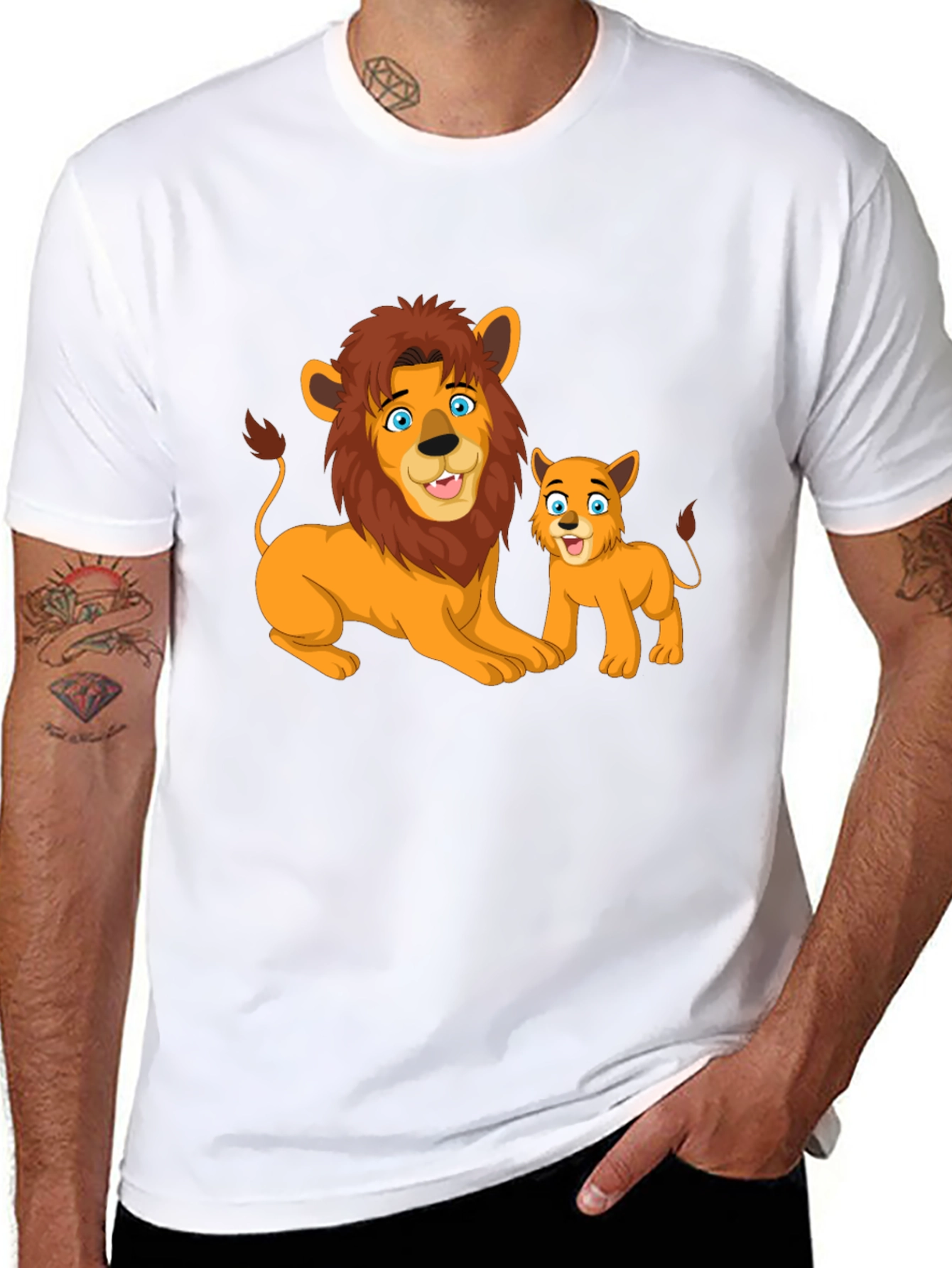 Lion & Cub Graphic T-Shirt - Black