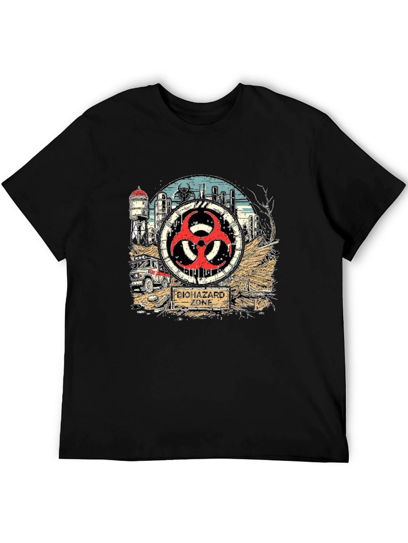 Biohazard Zone Graphic T-Shirt - Stylish Danger Tee