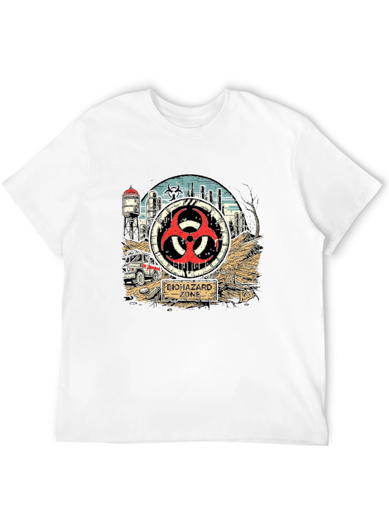 Biohazard Zone Graphic T-Shirt - Stylish Danger Tee