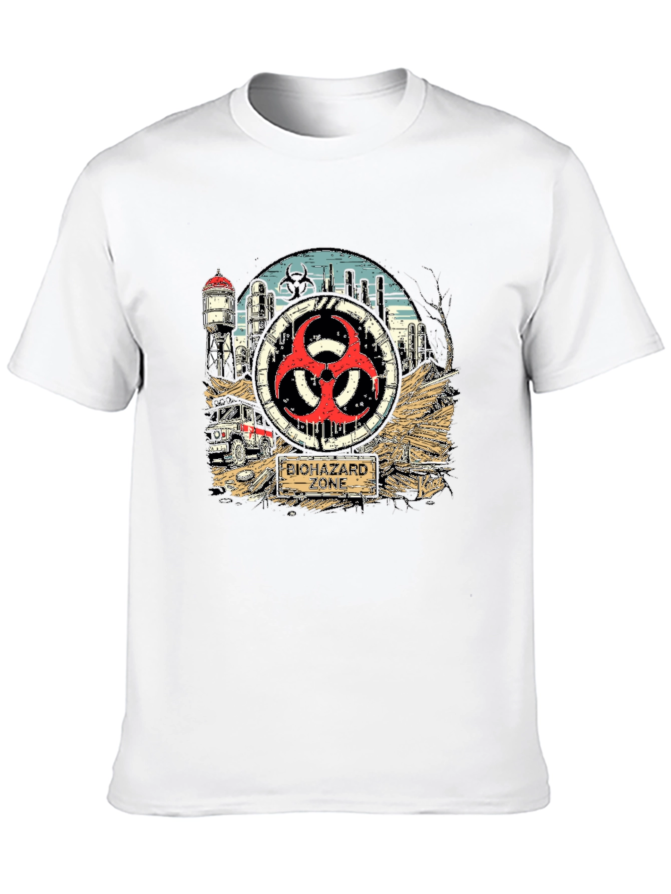 Biohazard Zone Graphic T-Shirt - Stylish Danger Tee