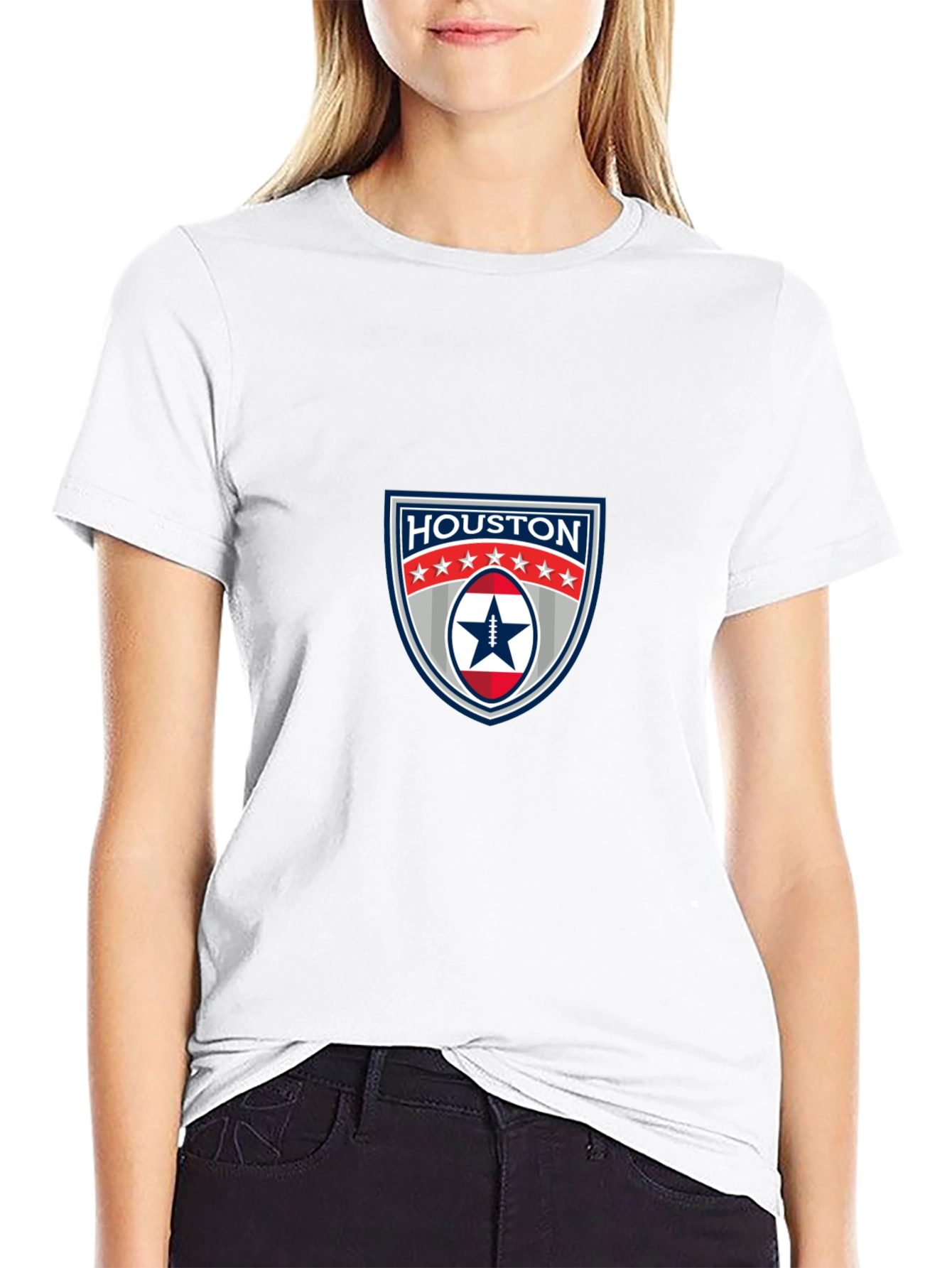 Houston Football Shield Black T-Shirt