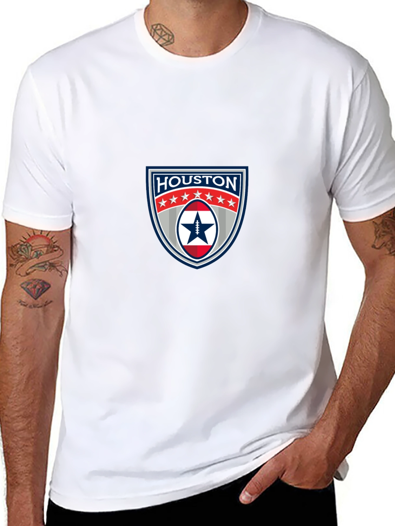 Houston Football Shield Black T-Shirt