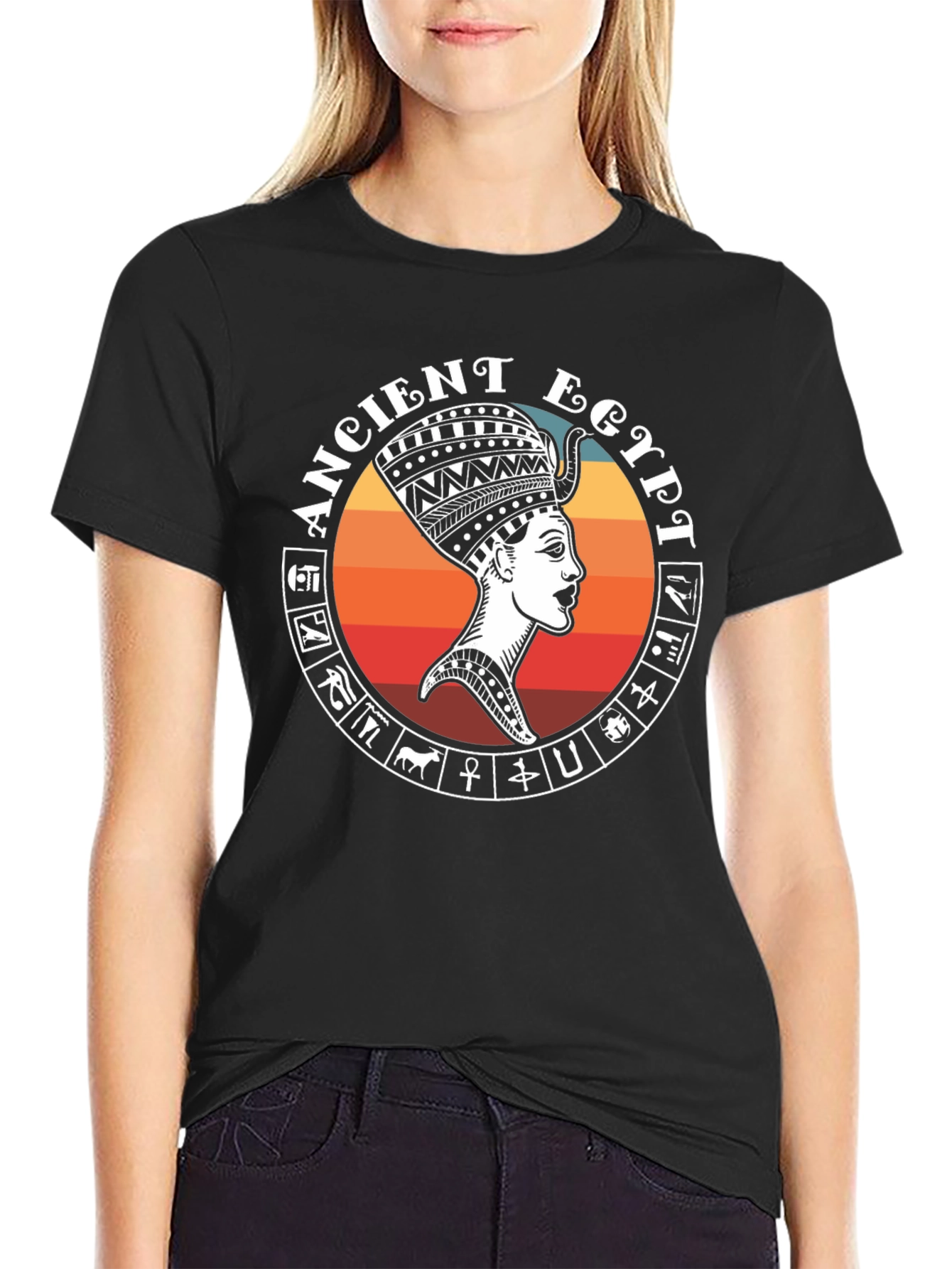 Ancient Egypt Graphic Tee - Black Cotton T-Shirt