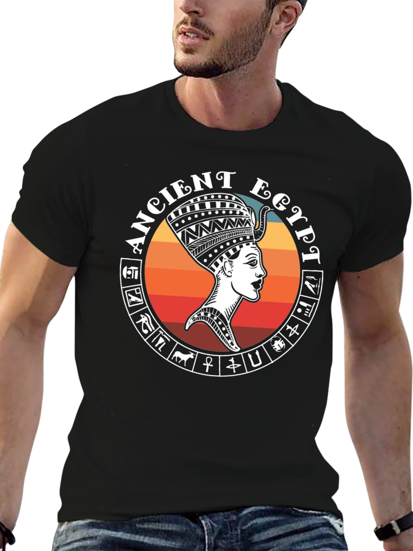 Ancient Egypt Graphic Tee - Black Cotton T-Shirt