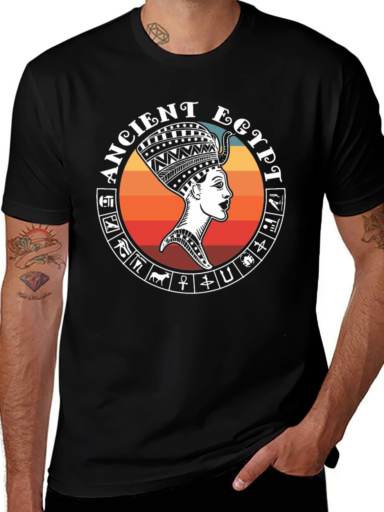 Ancient Egypt Graphic Tee - Black Cotton T-Shirt