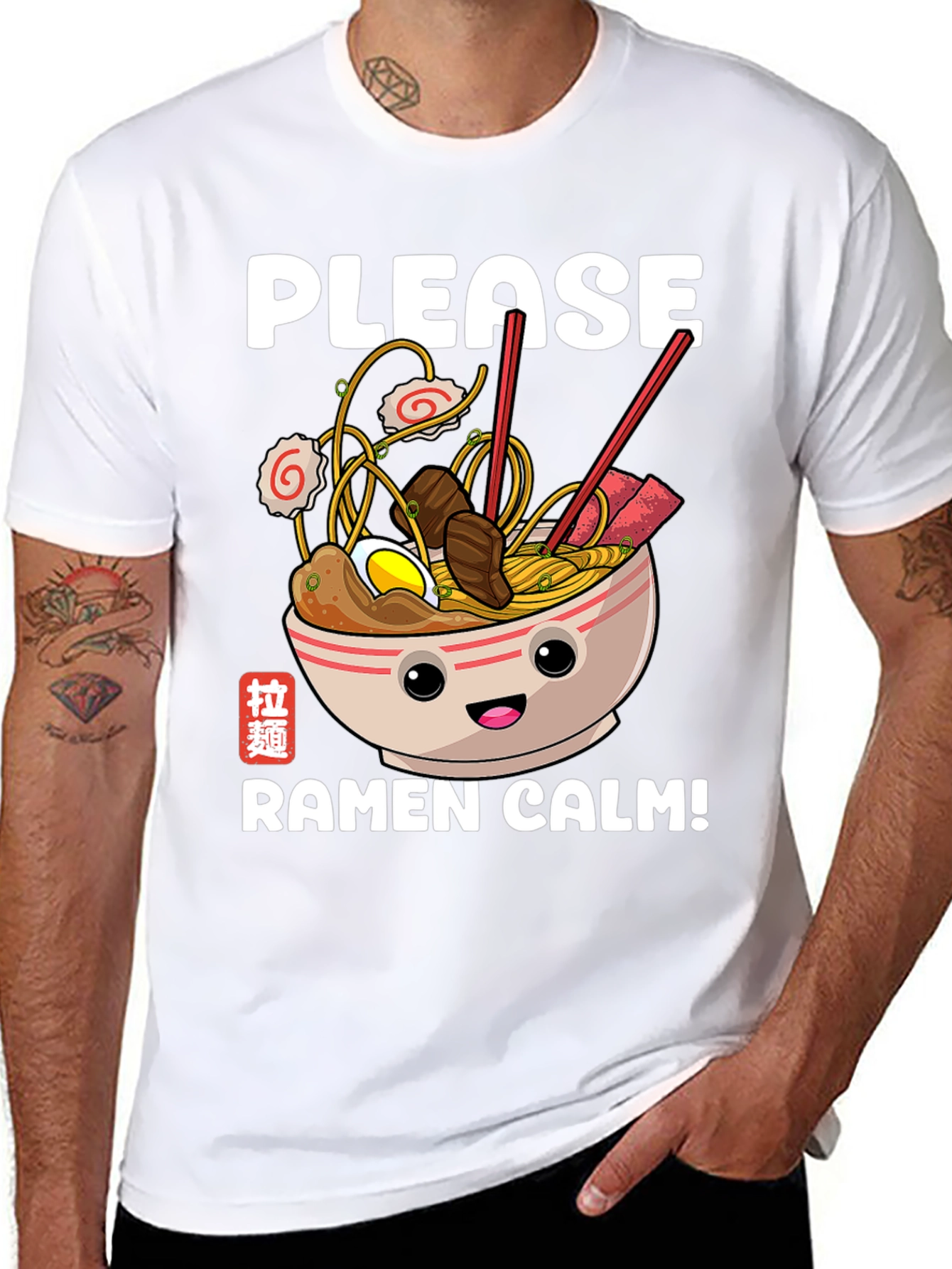 Please Ramen Calm Graphic Tee - Foodie T-Shirt