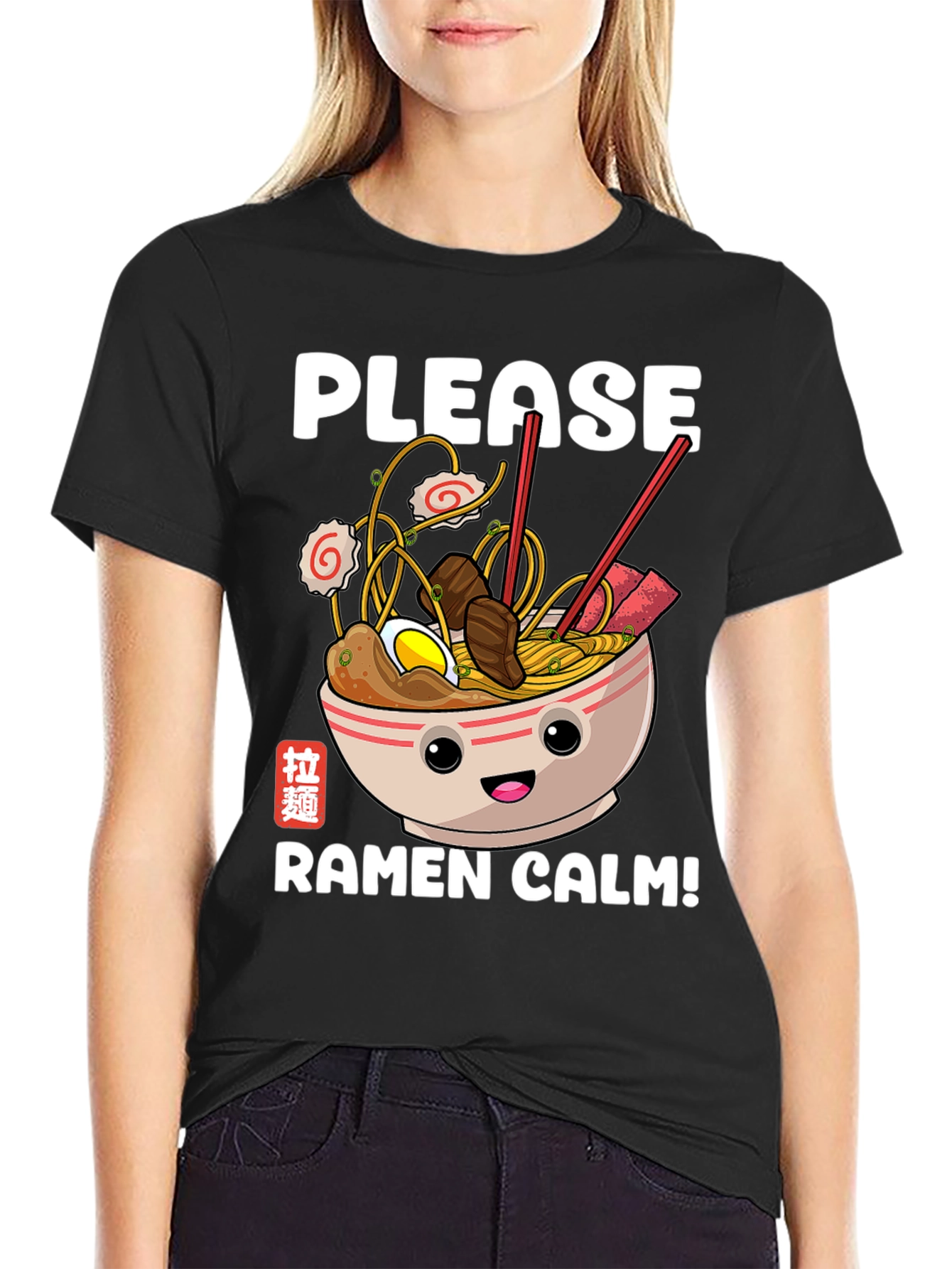 Please Ramen Calm Graphic Tee - Foodie T-Shirt