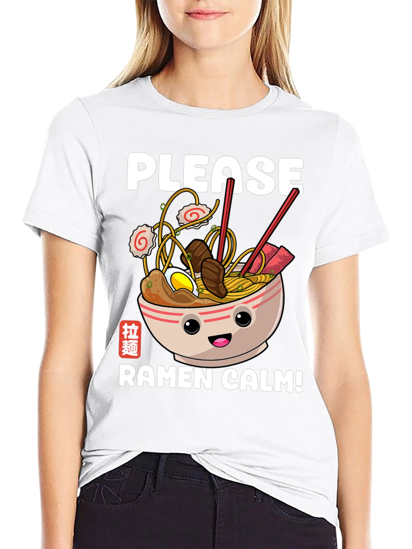 Please Ramen Calm Graphic Tee - Foodie T-Shirt