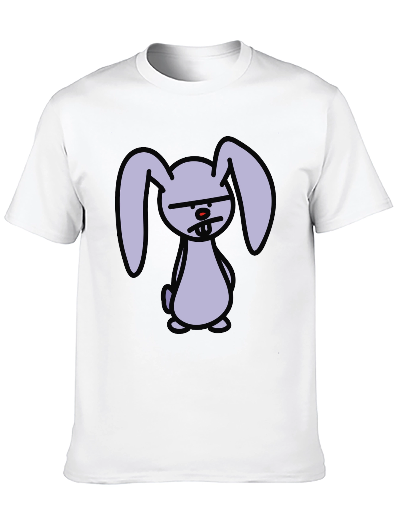 Grumpy Cartoon Bunny Graphic Black T-Shirt