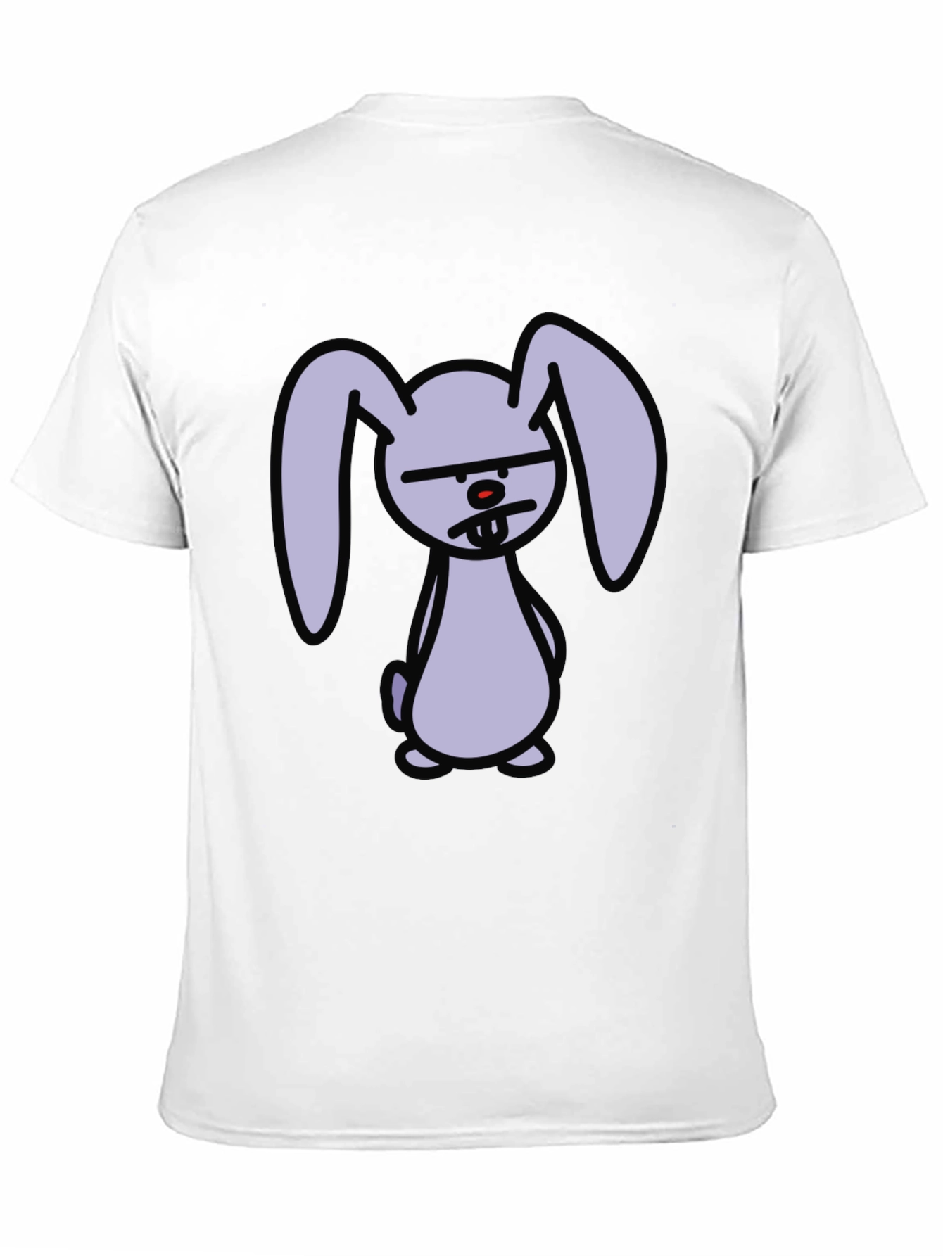 Grumpy Cartoon Bunny Graphic Black T-Shirt