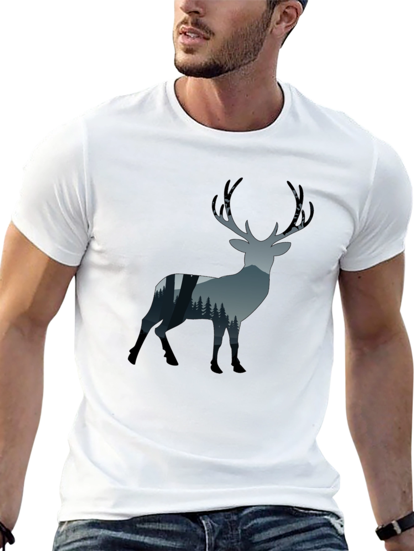 Deer Forest Silhouette Graphic T-Shirt