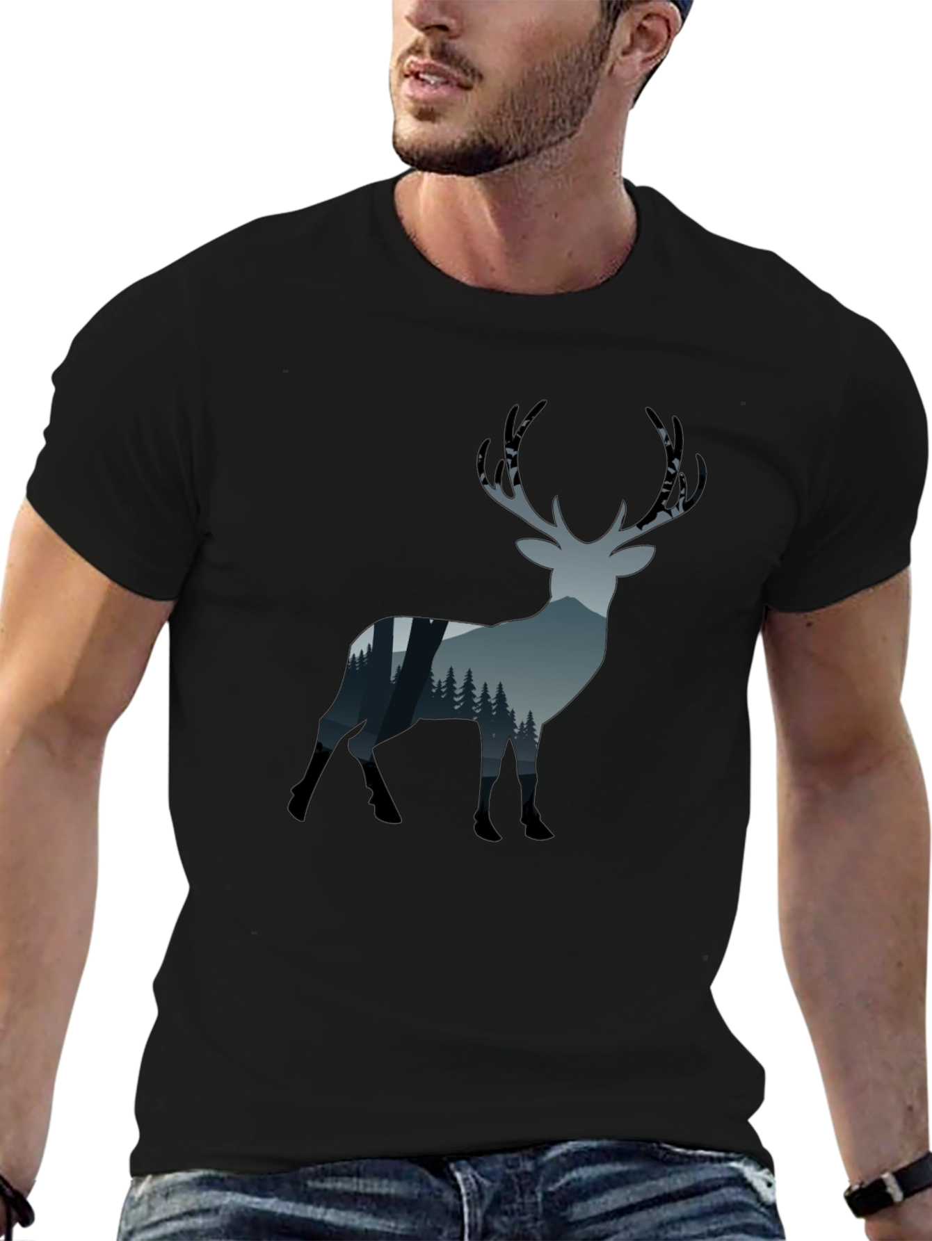 Deer Forest Silhouette Graphic T-Shirt