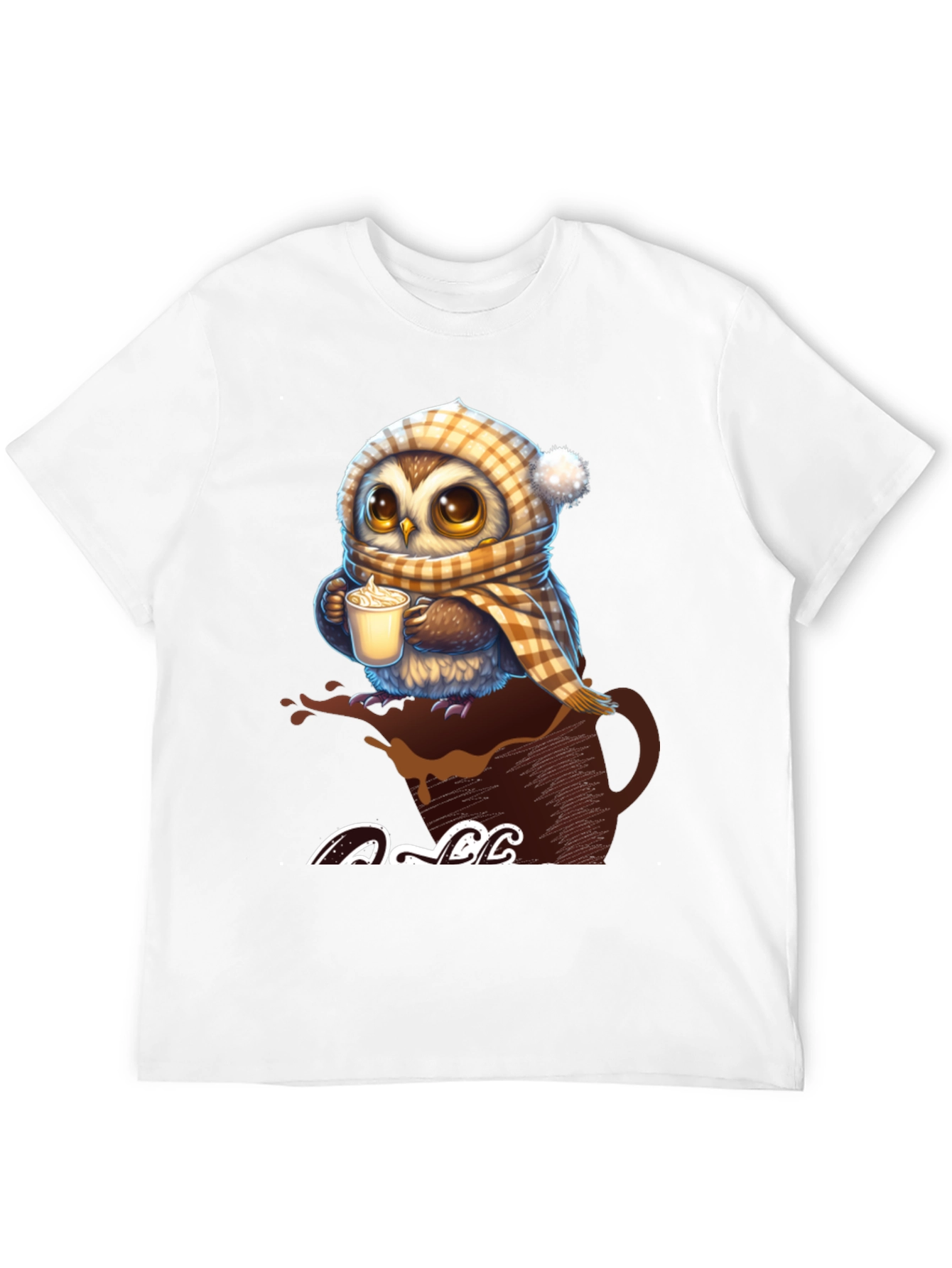 Cute Owl Coffee Lover Graphic T-Shirt