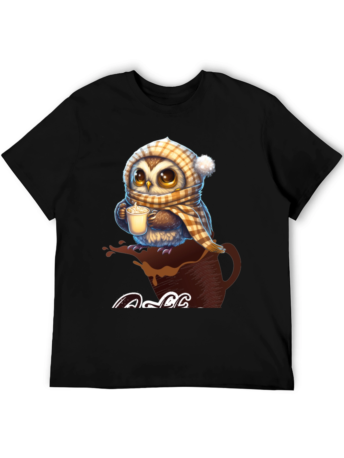 Cute Owl Coffee Lover Graphic T-Shirt