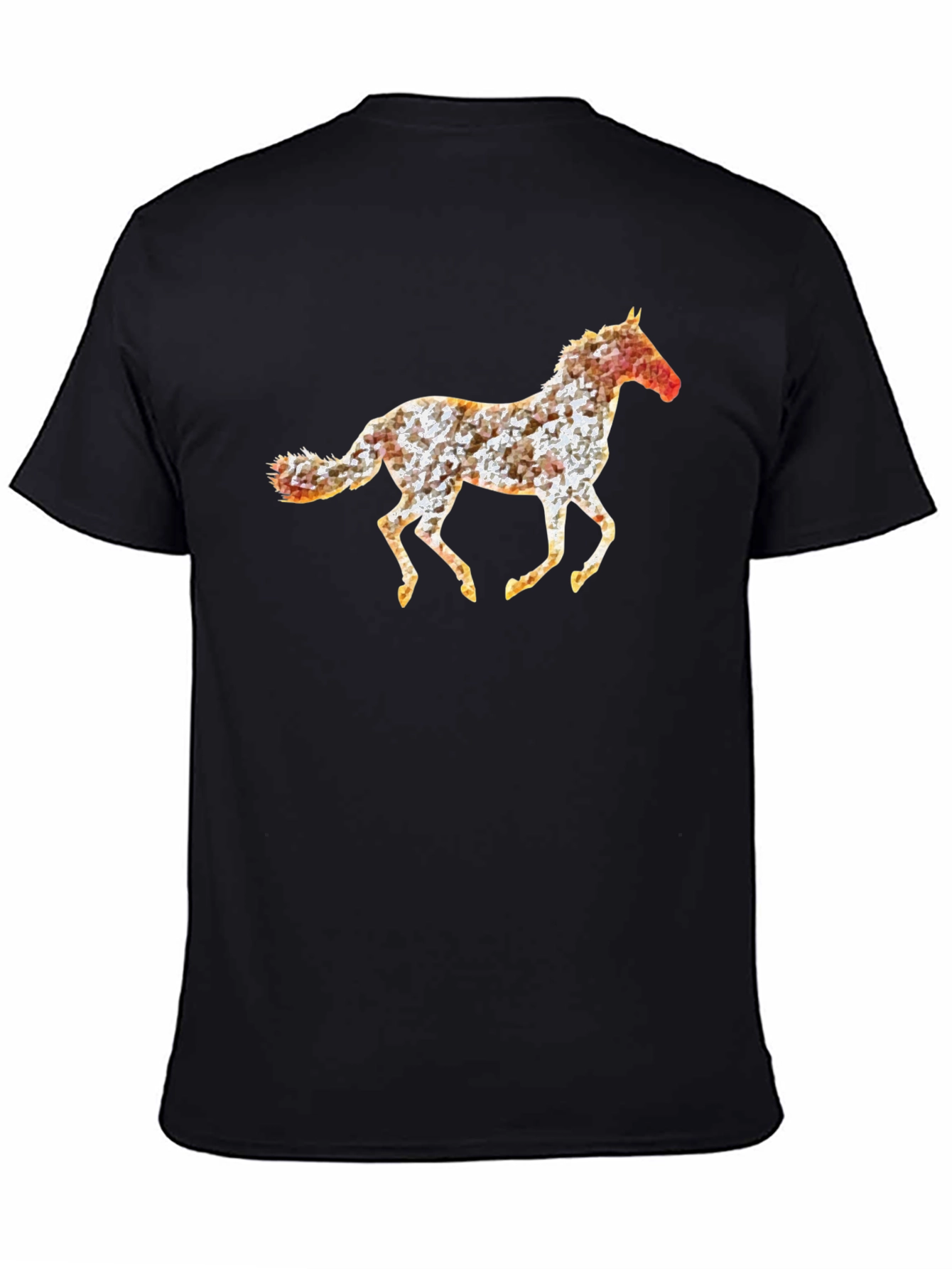 Geometric Horse Print Black T-Shirt