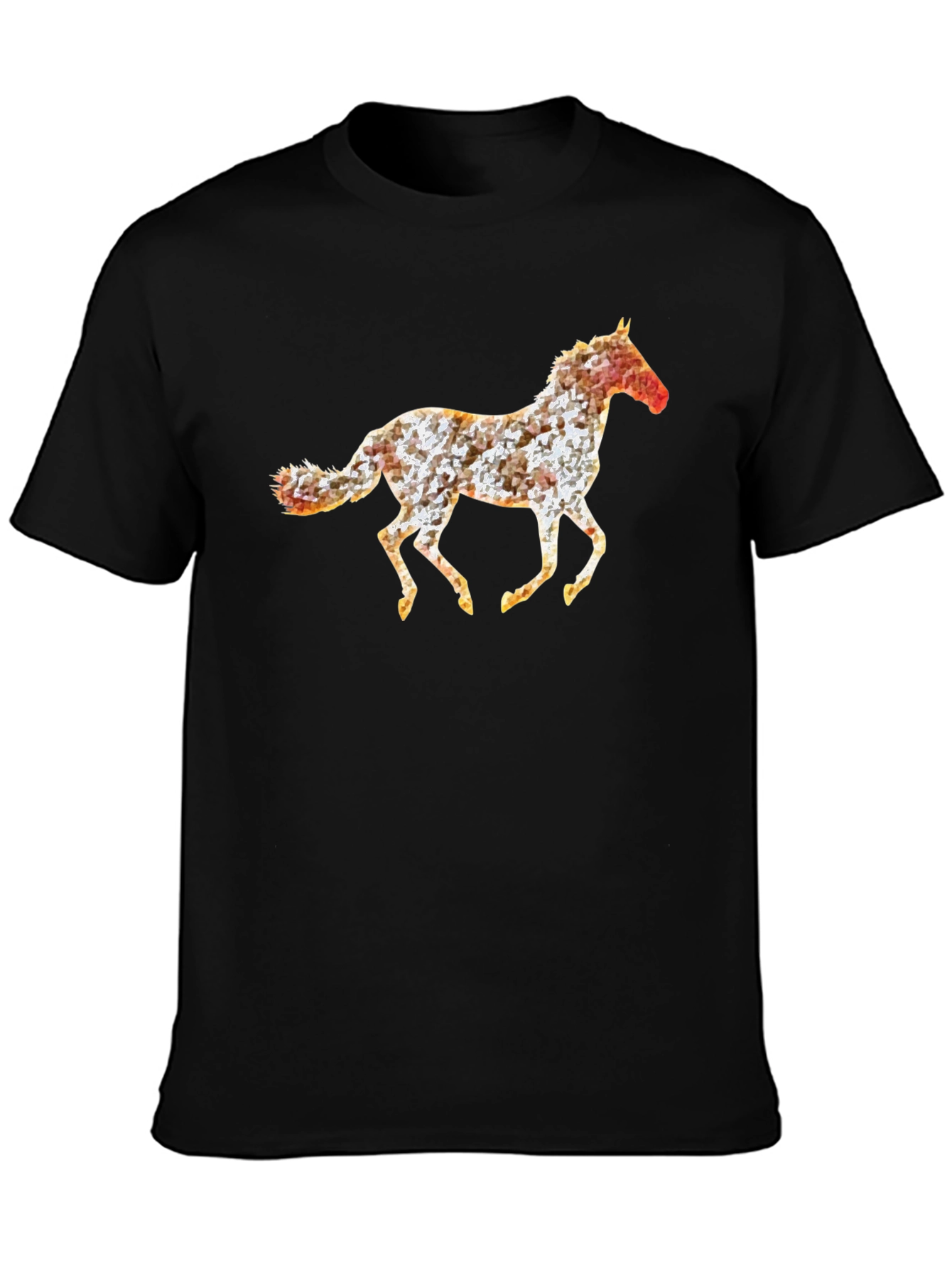 Geometric Horse Print Black T-Shirt