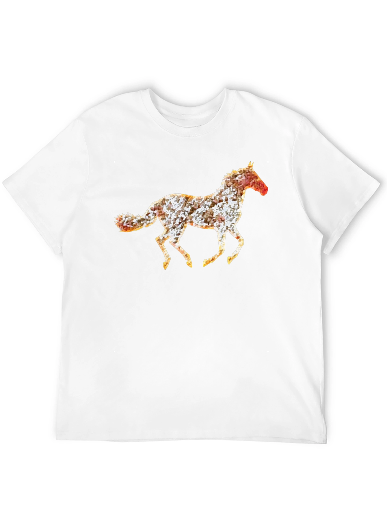Geometric Horse Print Black T-Shirt