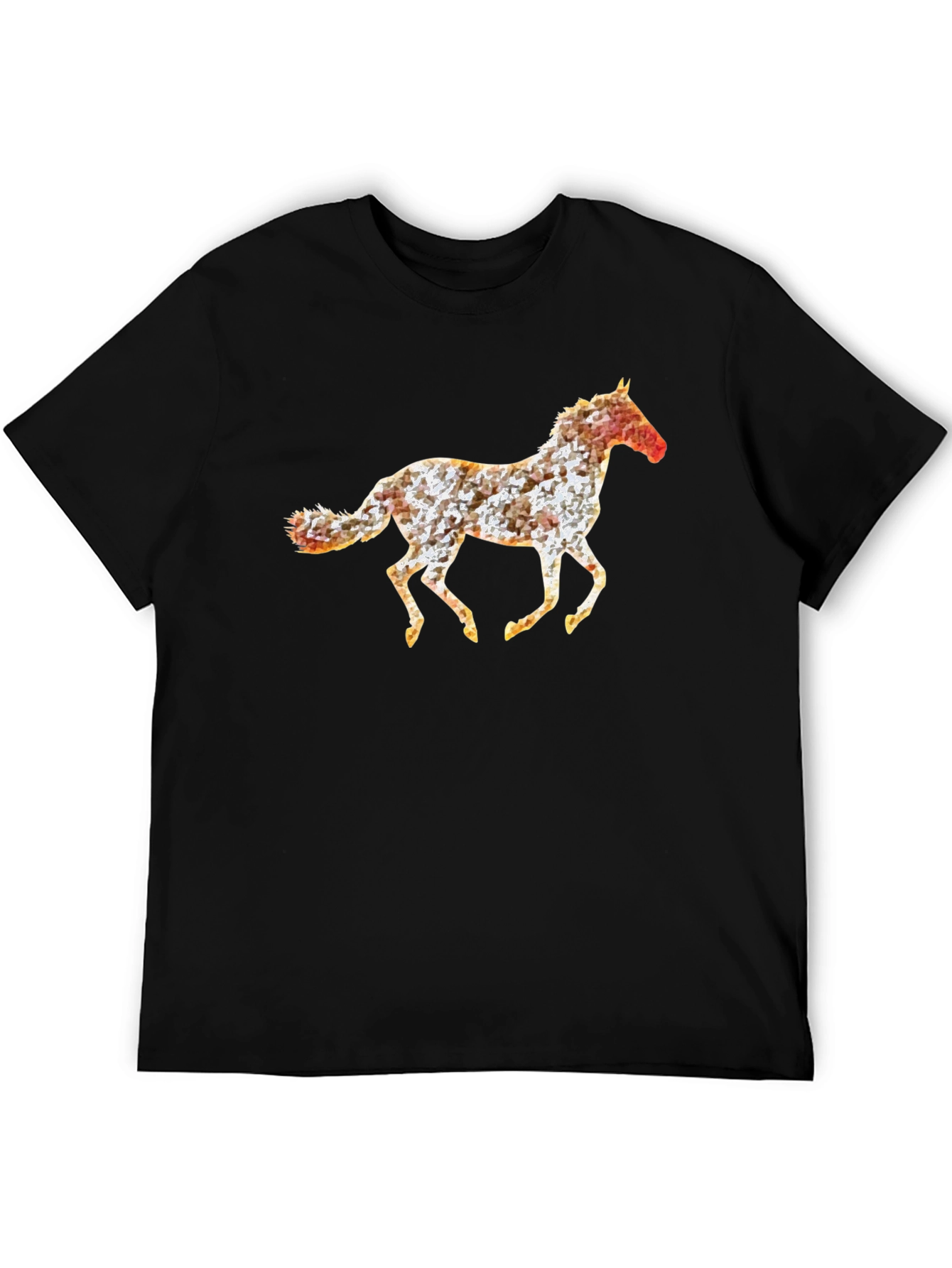 Geometric Horse Print Black T-Shirt