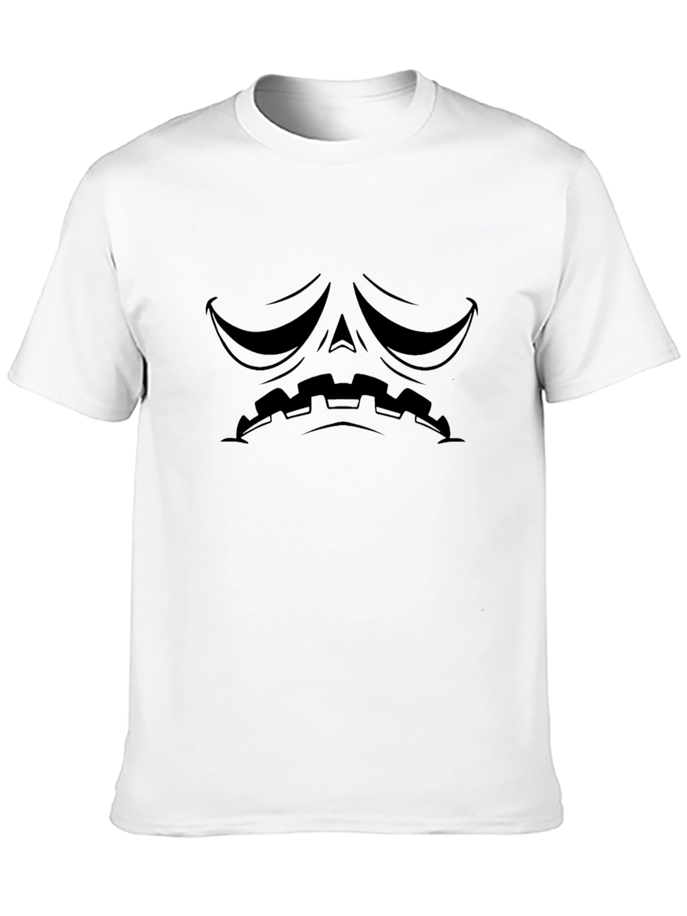 Mens Black T-Shirt with Sad Pumpkin Face