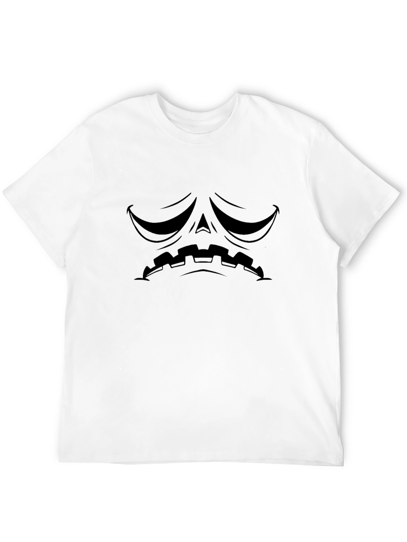 Mens Black T-Shirt with Sad Pumpkin Face