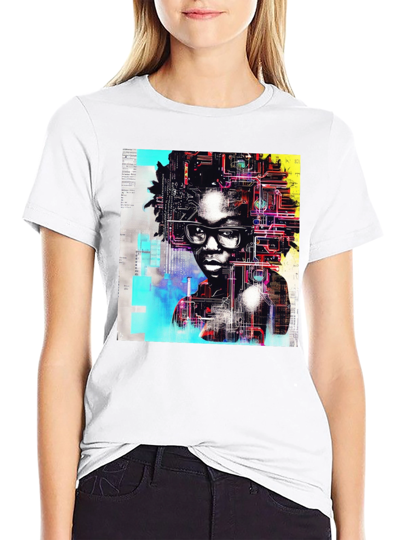 Tech Mind T-Shirt - Abstract AI Portrait Tee
