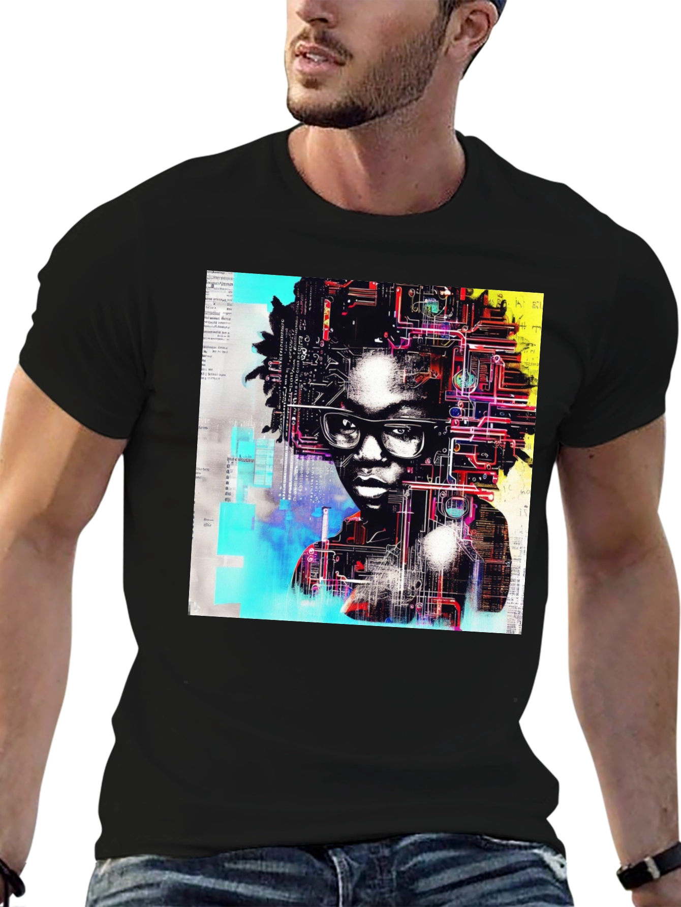 Tech Mind T-Shirt - Abstract AI Portrait Tee