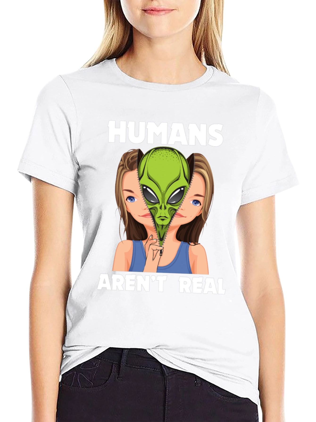 Humans Arent Real Alien Graphic T-Shirt