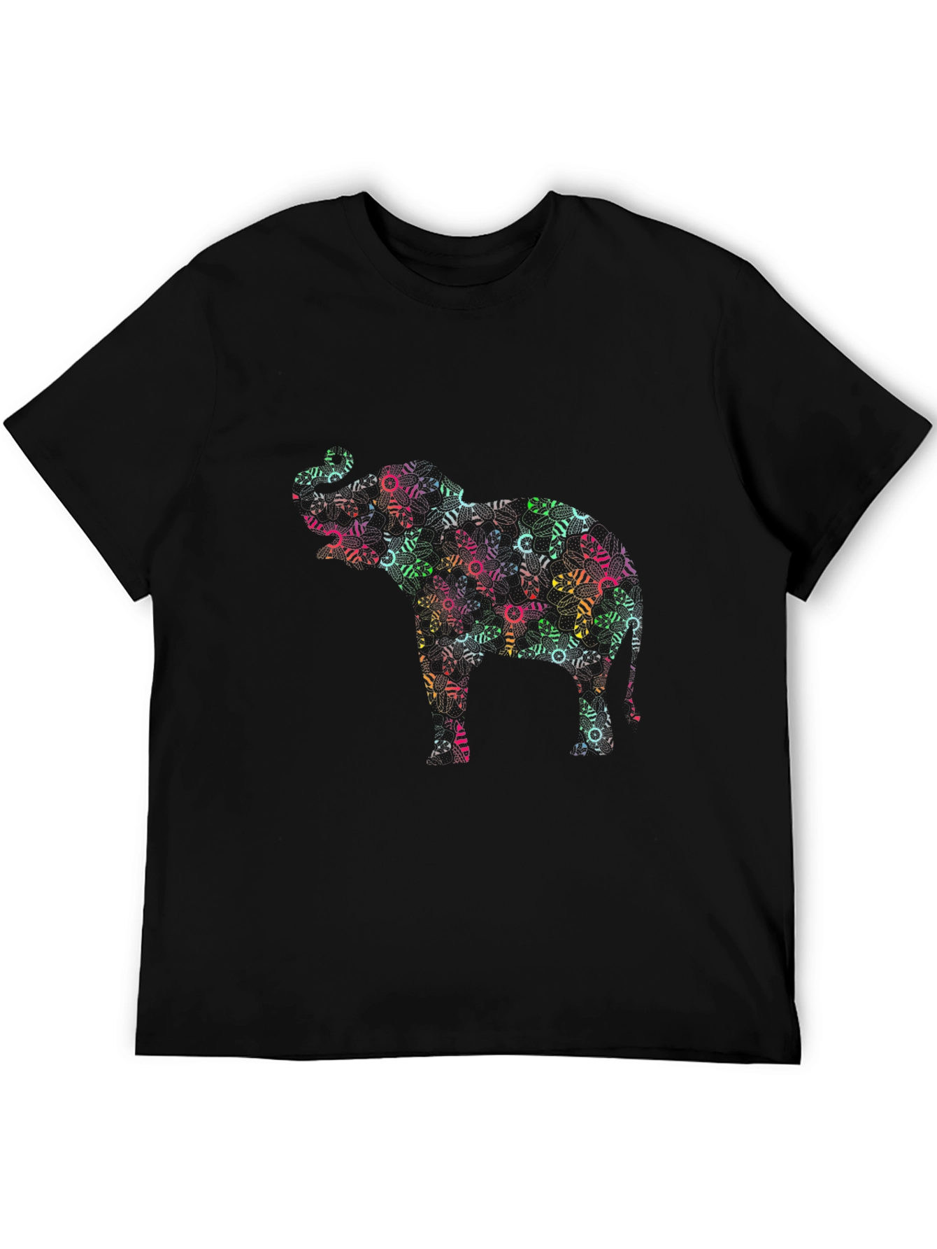 Abstract Elephant Graphic Black T-Shirt