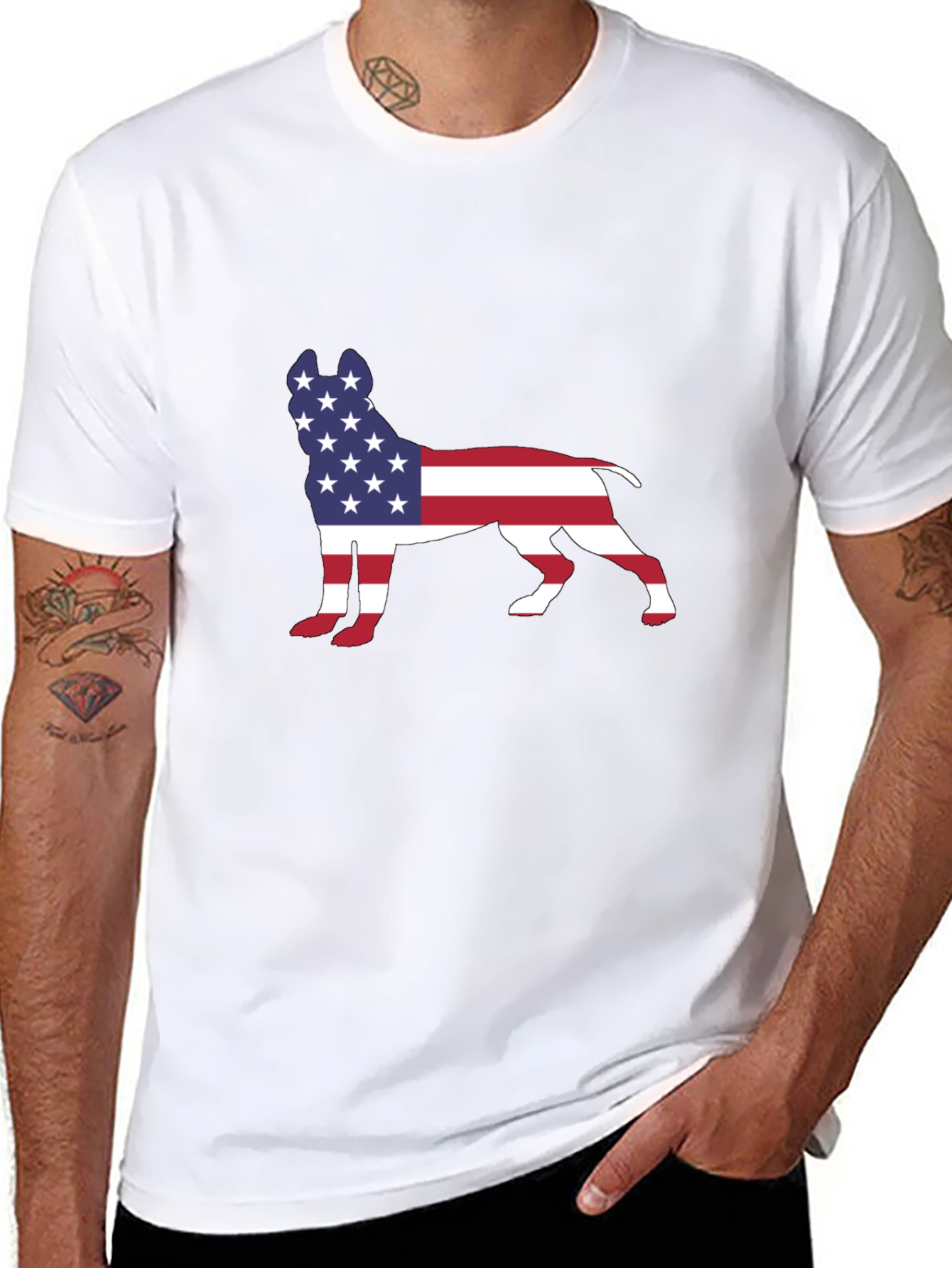 American Flag Dog Silhouette T-Shirt