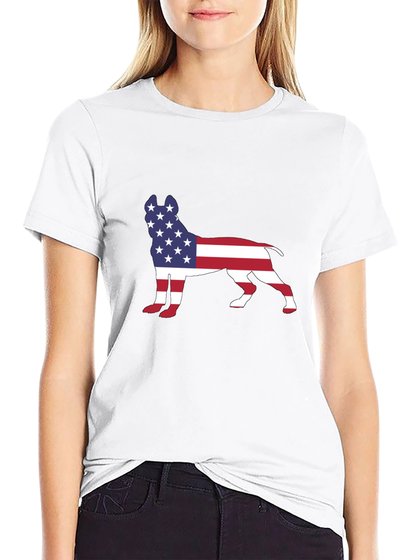 American Flag Dog Silhouette T-Shirt