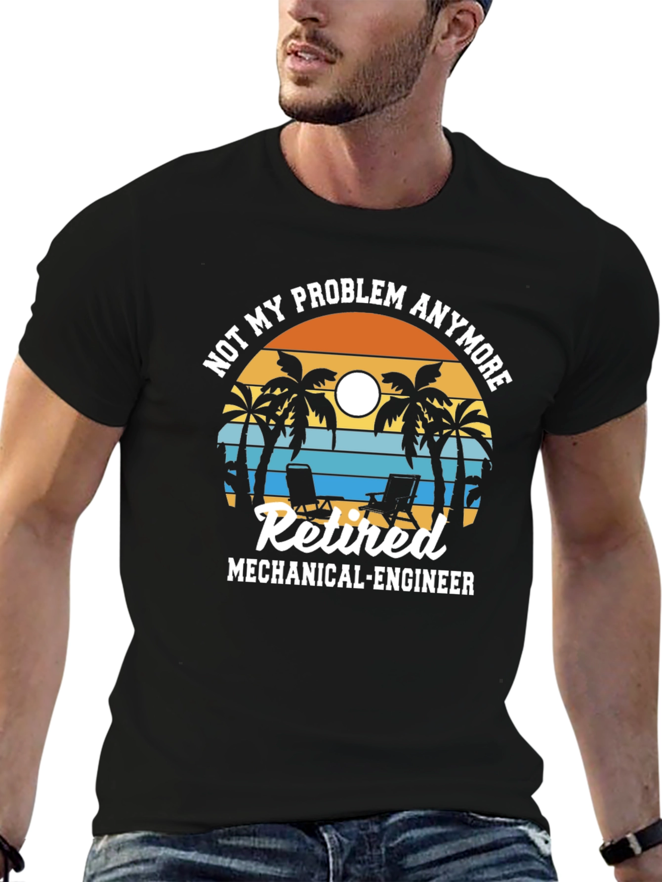 Retired Mechanical Engineer T-Shirt - Beach Design