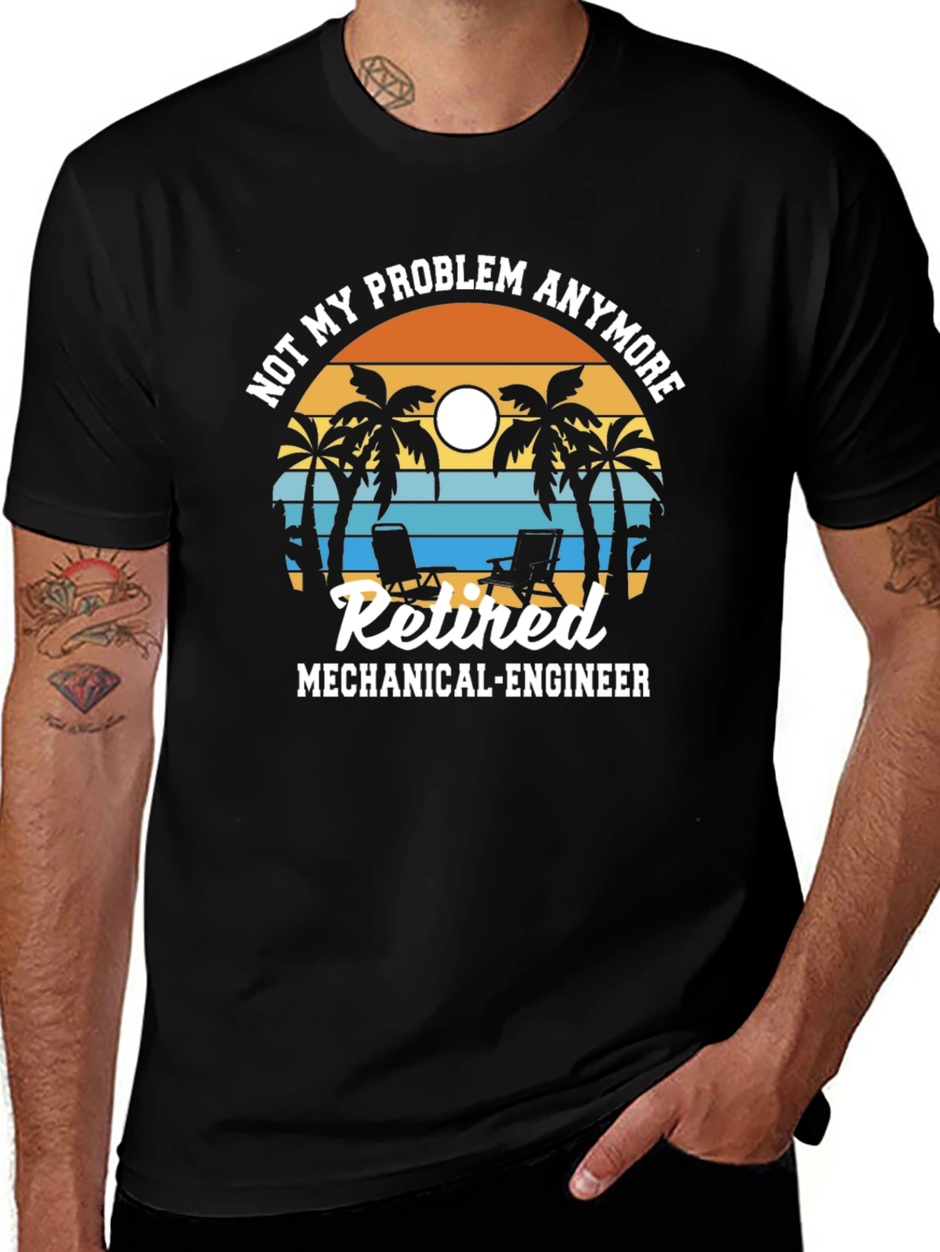 Retired Mechanical Engineer T-Shirt - Beach Design