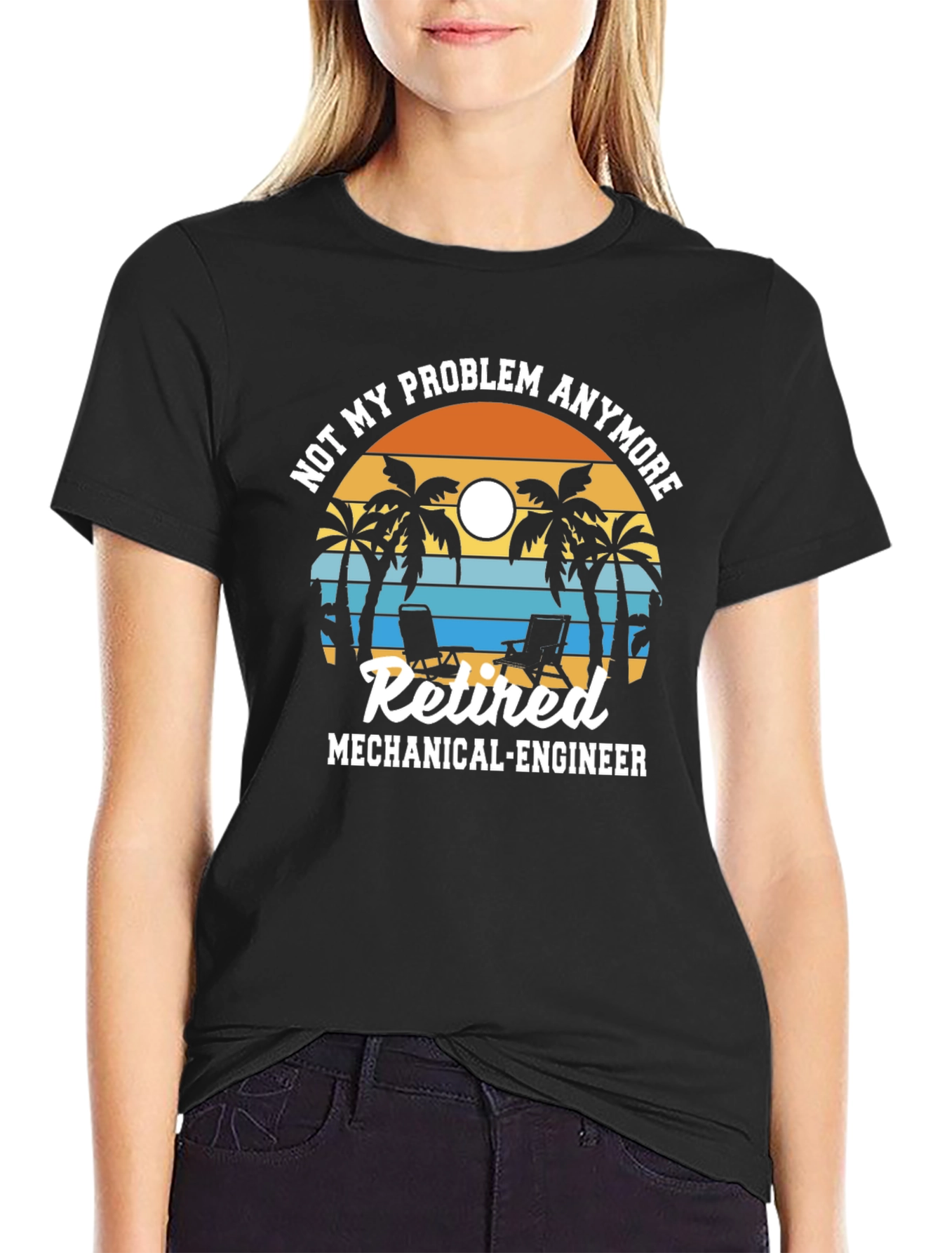 Retired Mechanical Engineer T-Shirt - Beach Design