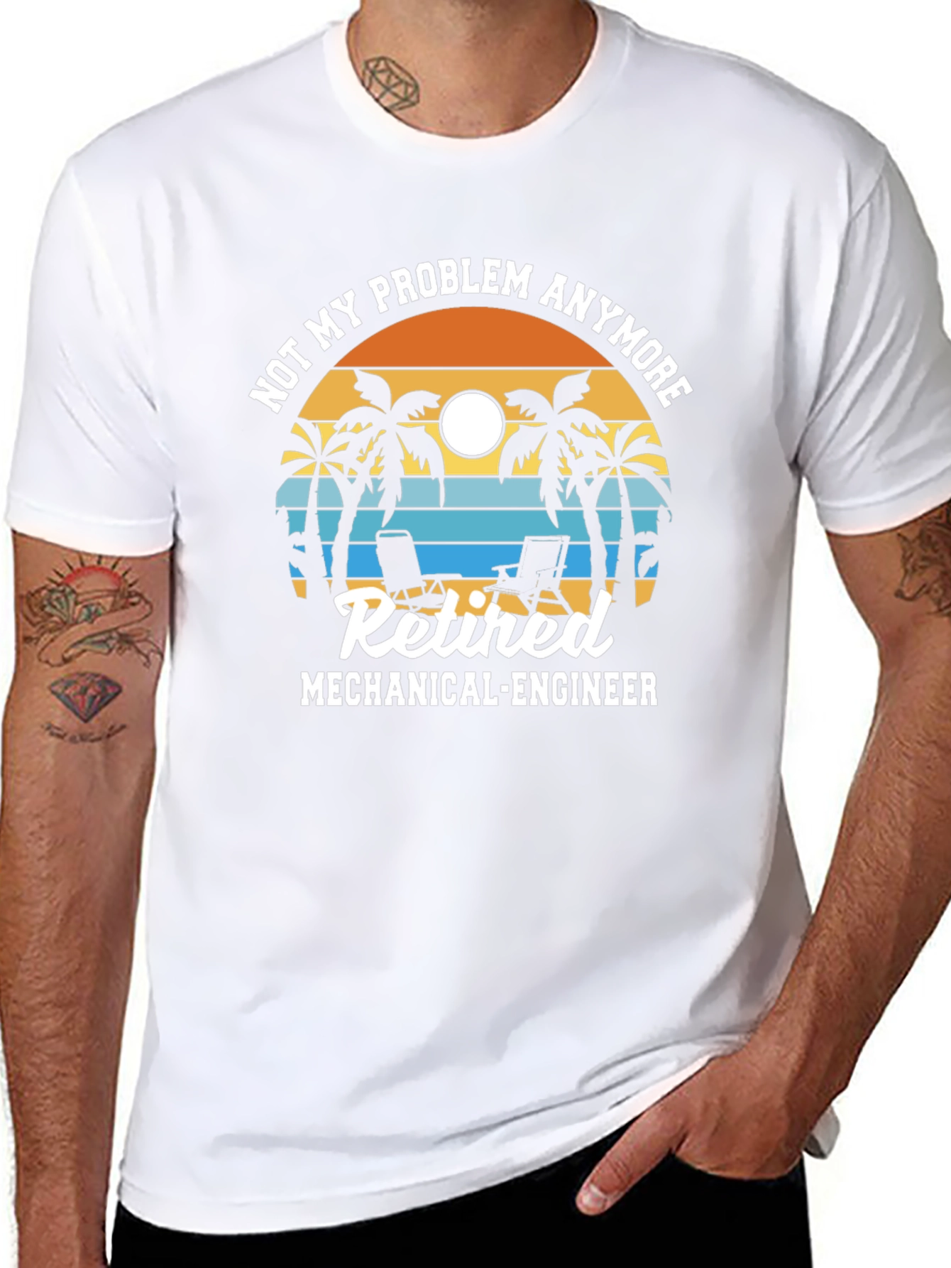 Retired Mechanical Engineer T-Shirt - Beach Design