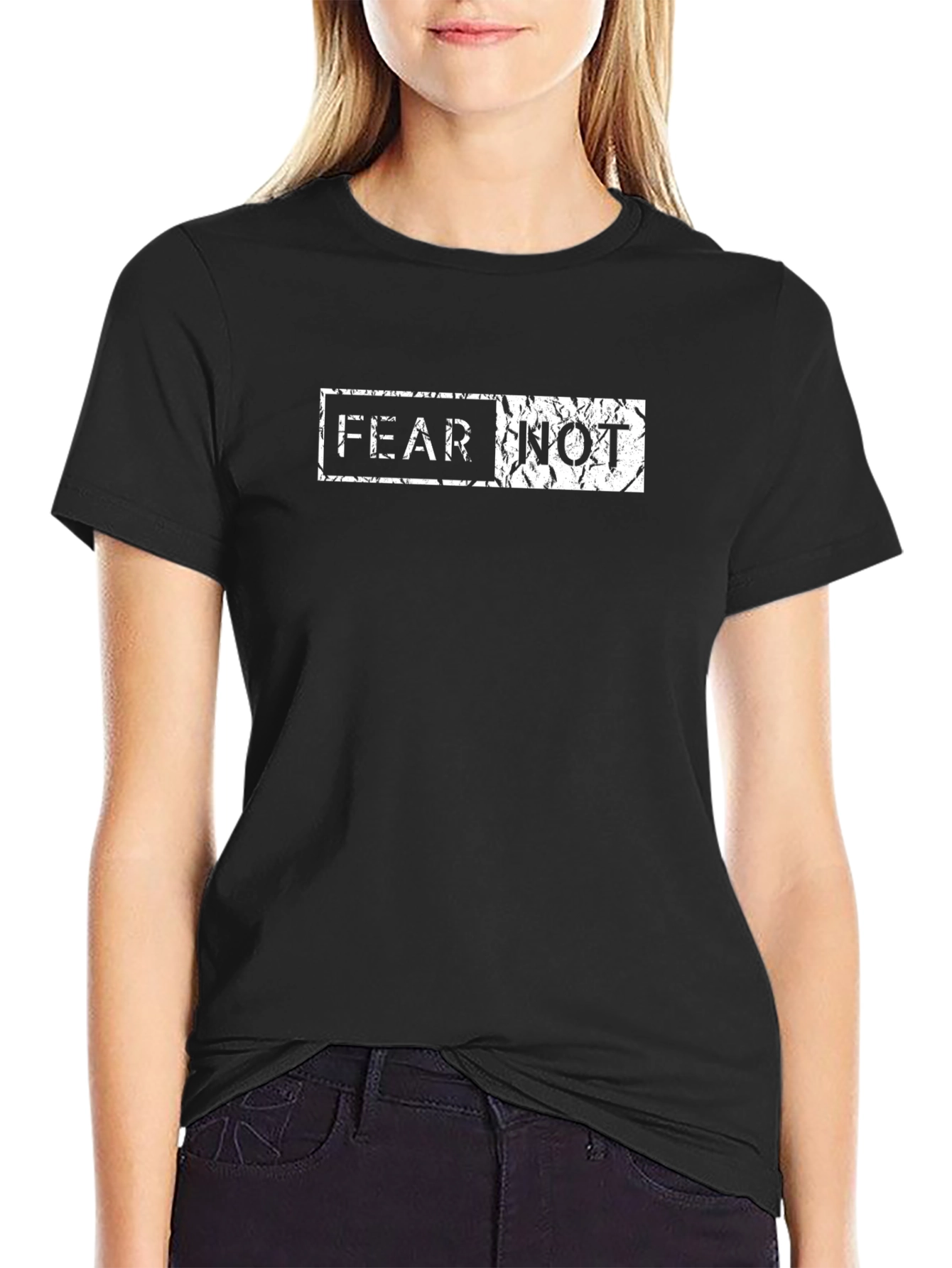 Fear Not Distressed Graphic Tee - Black