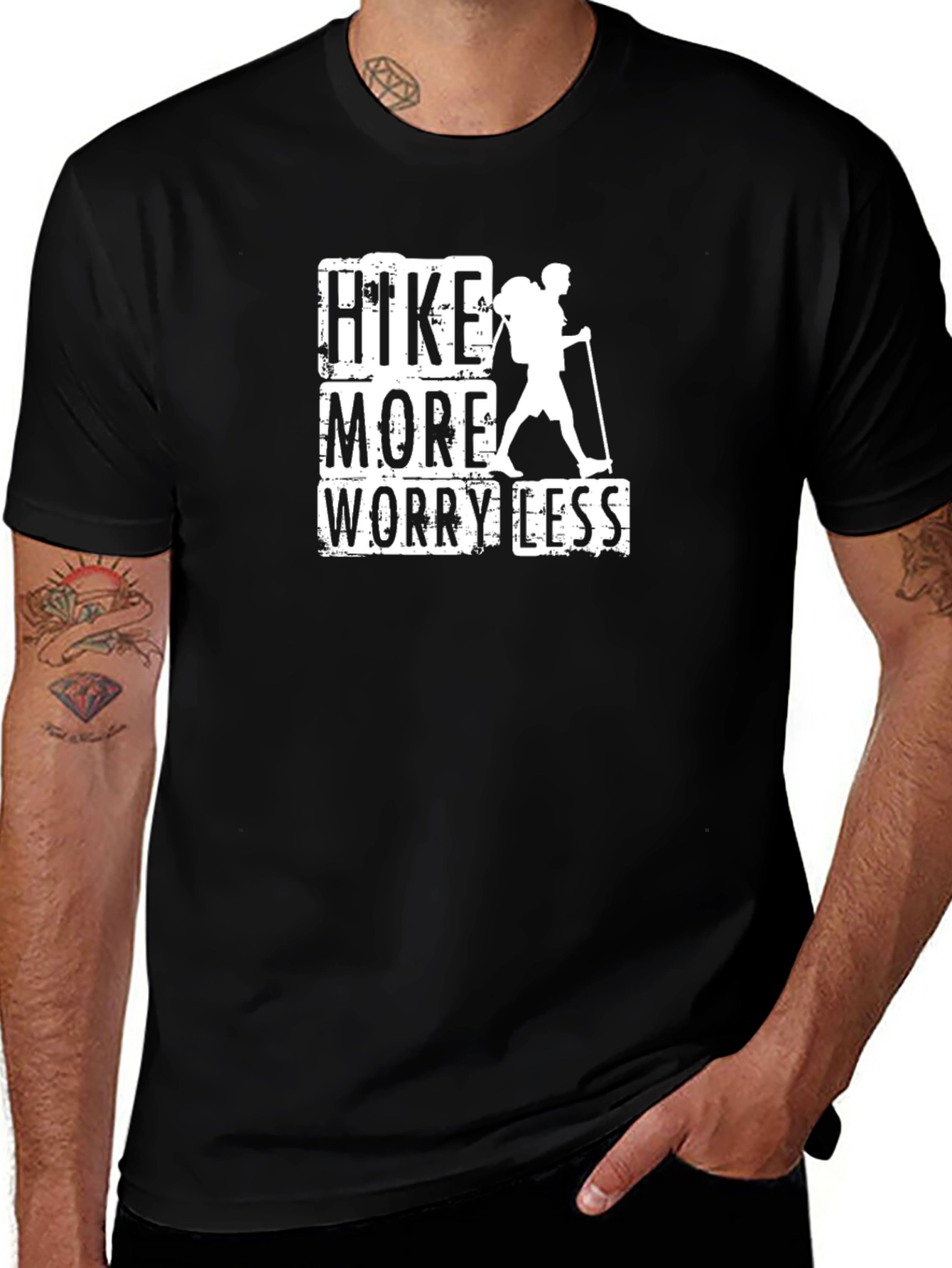 Hike More Worry Less Black Graphic Tee