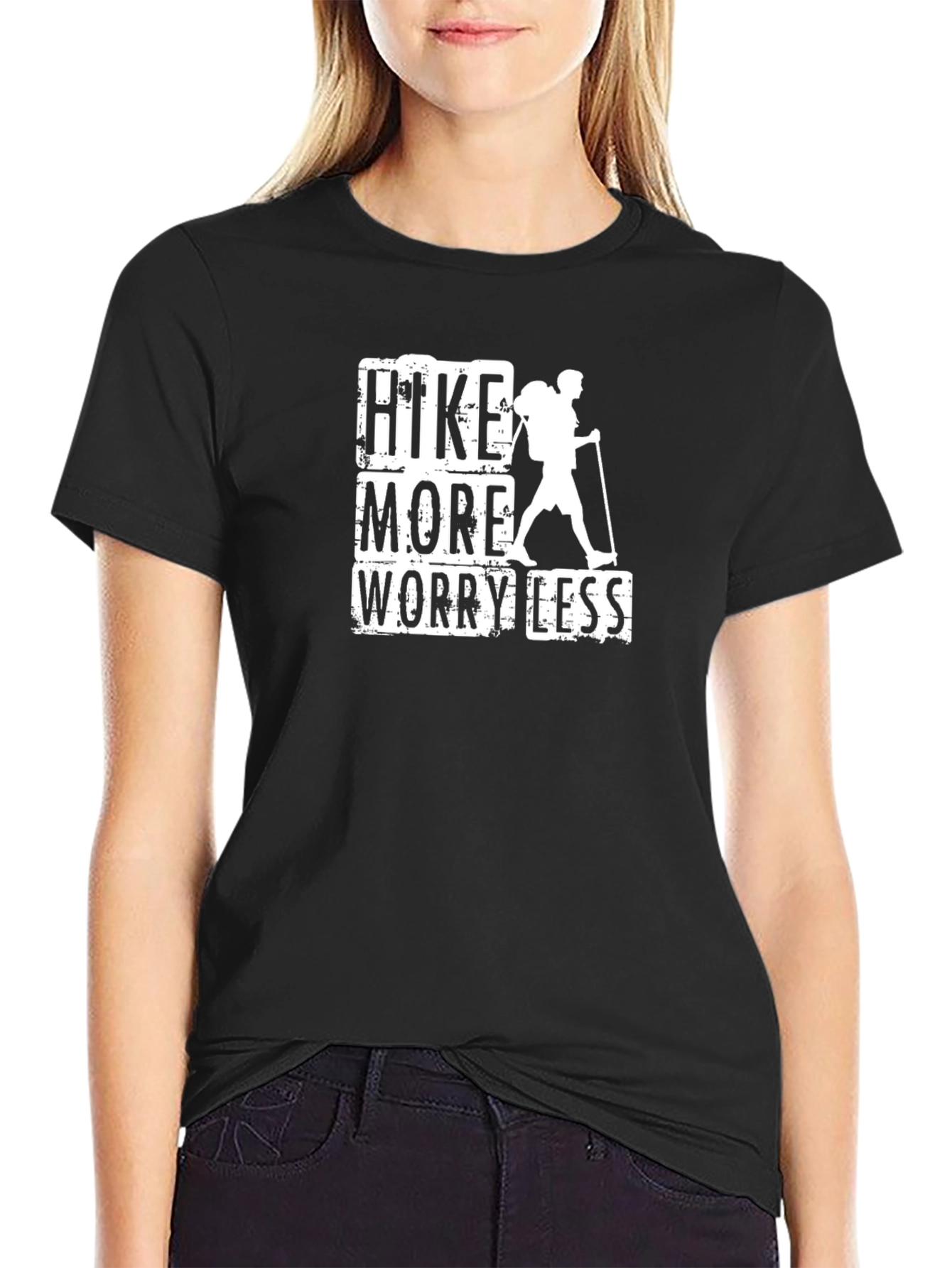 Hike More Worry Less Black Graphic Tee
