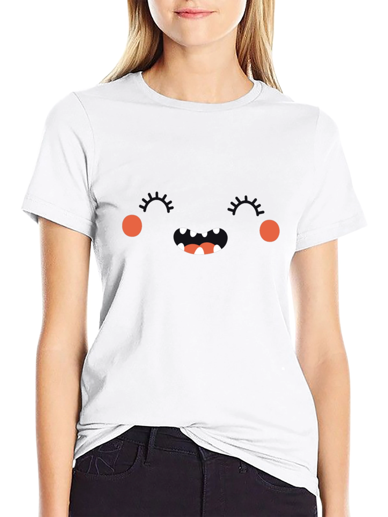 Monster Face Graphic Tee - Black Cotton T-Shirt