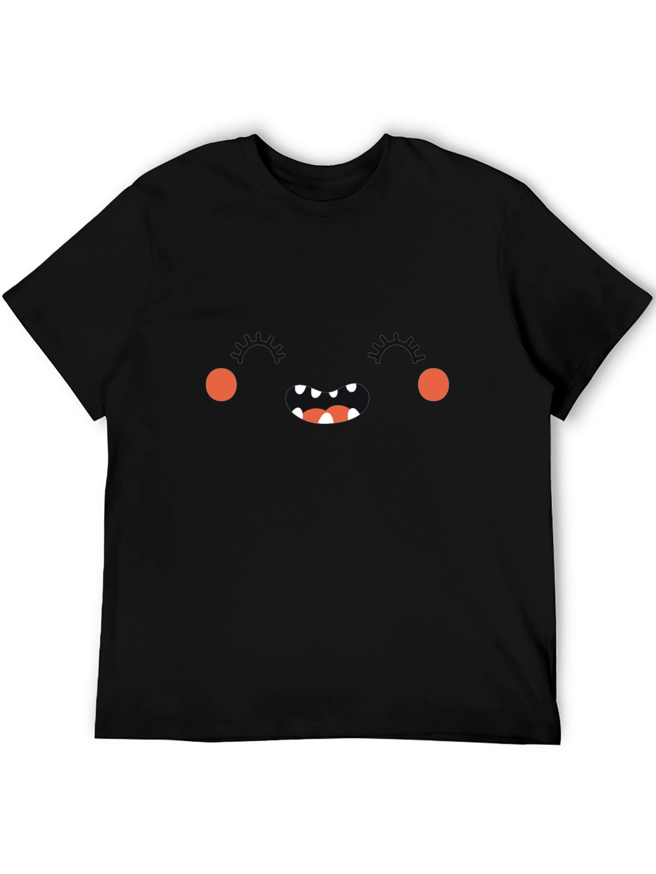 Monster Face Graphic Tee - Black Cotton T-Shirt
