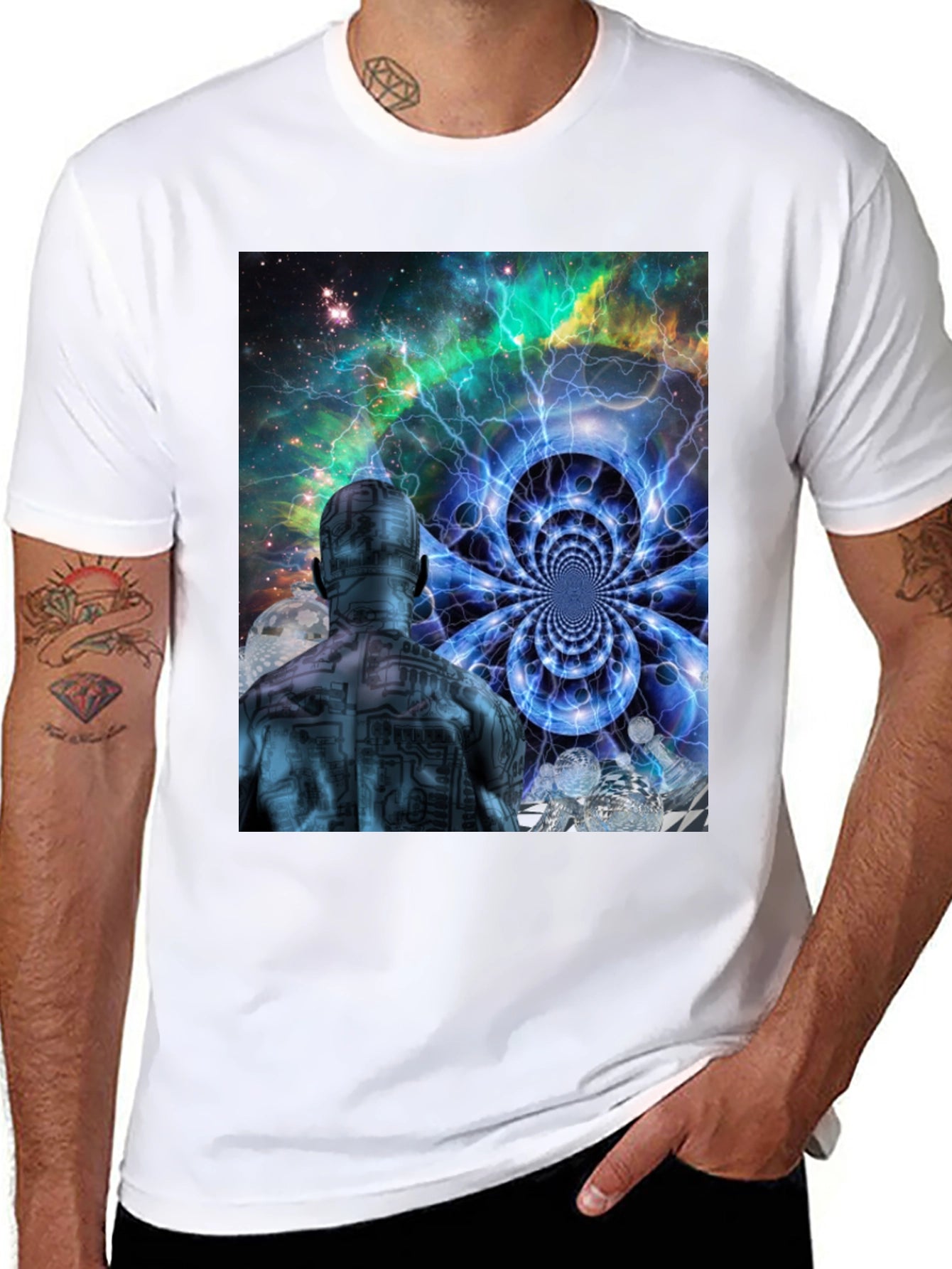 Mind Bender T-Shirt: Cosmic Circuit Man Design