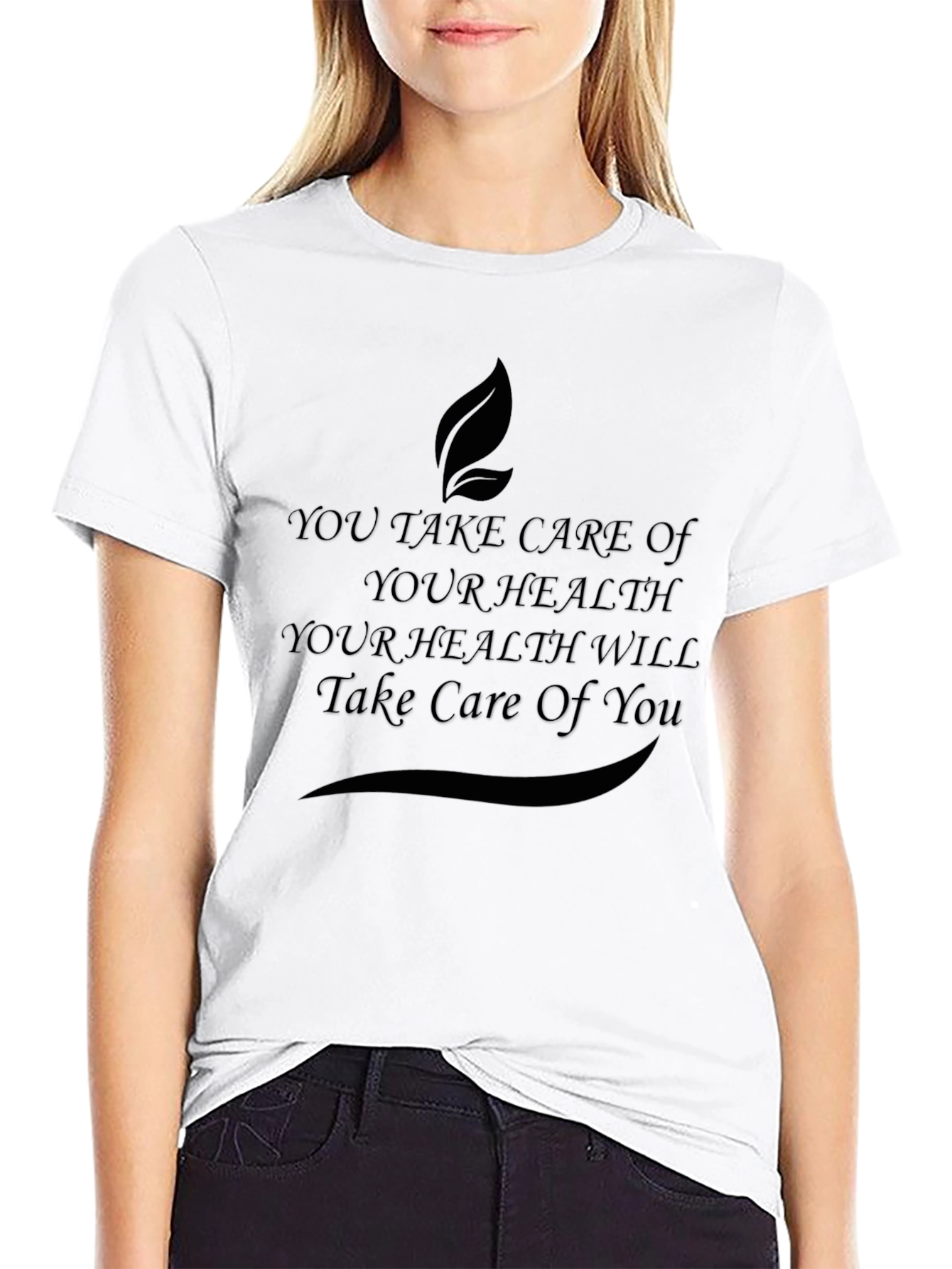 Health Quote Black T-Shirt - Self Care Message