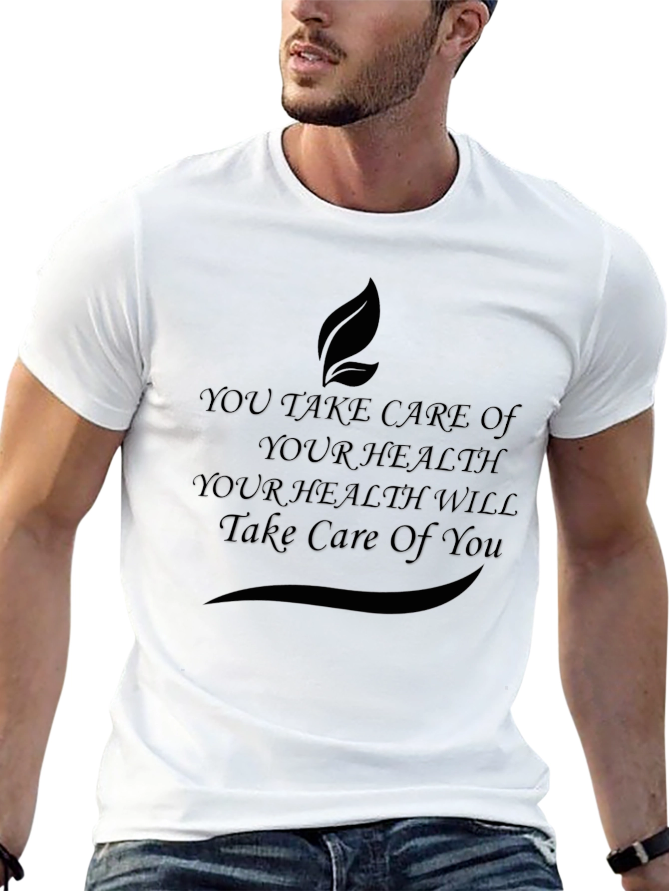 Health Quote Black T-Shirt - Self Care Message