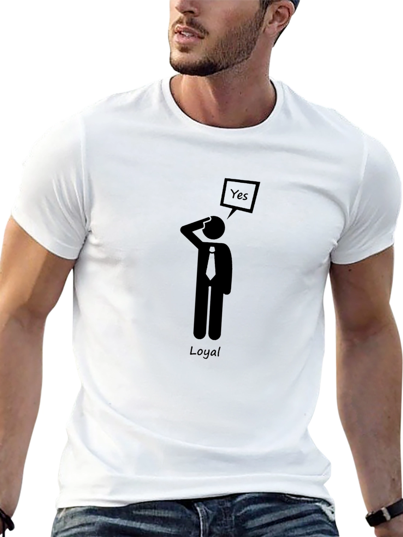 Loyal Yes Mens Black Graphic T-Shirt