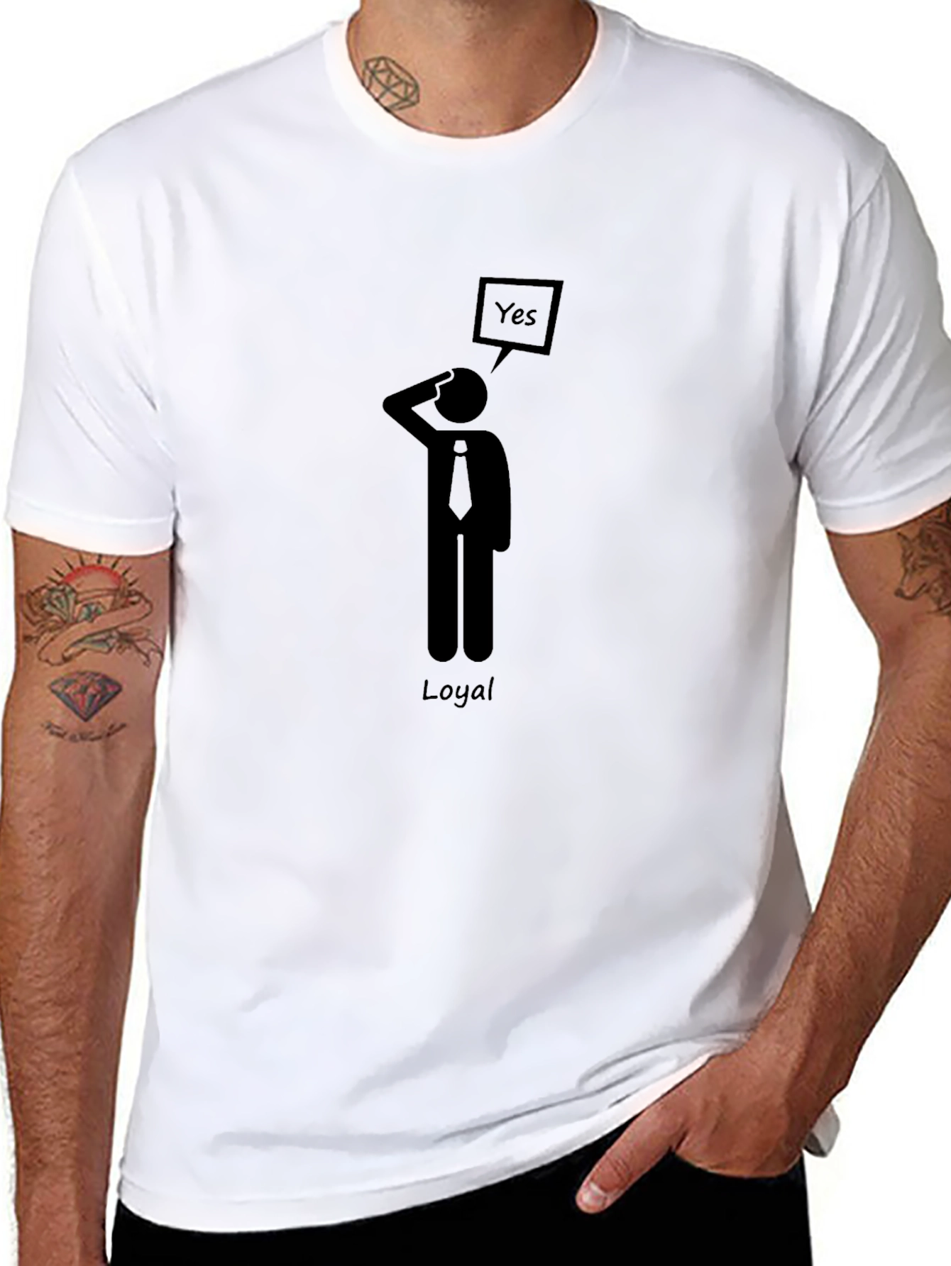Loyal Yes Mens Black Graphic T-Shirt