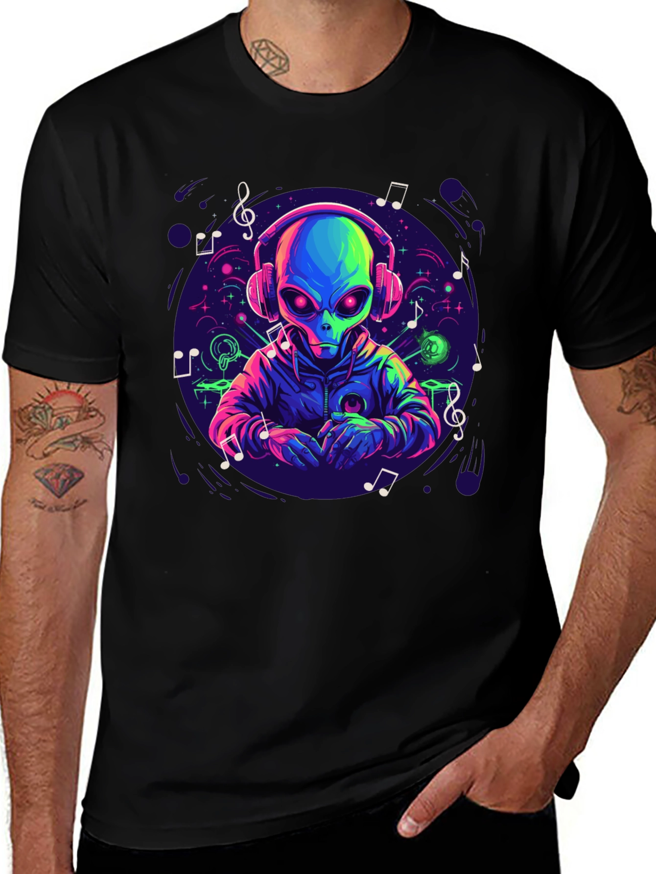 Alien DJ Graphic Tee - Music Lover Gift
